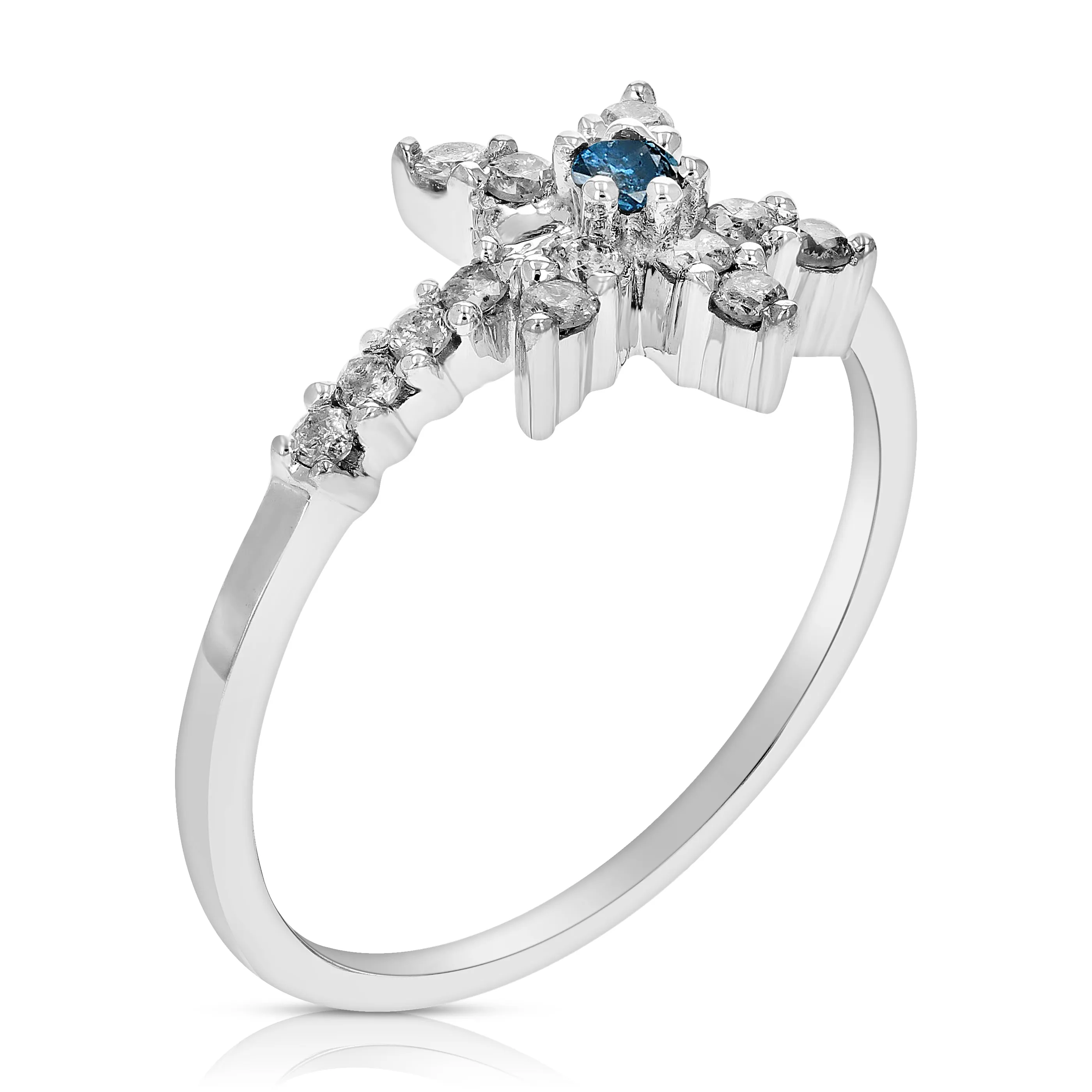 0.35 cttw Blue Diamond Ring Fashion Round 10K White Gold