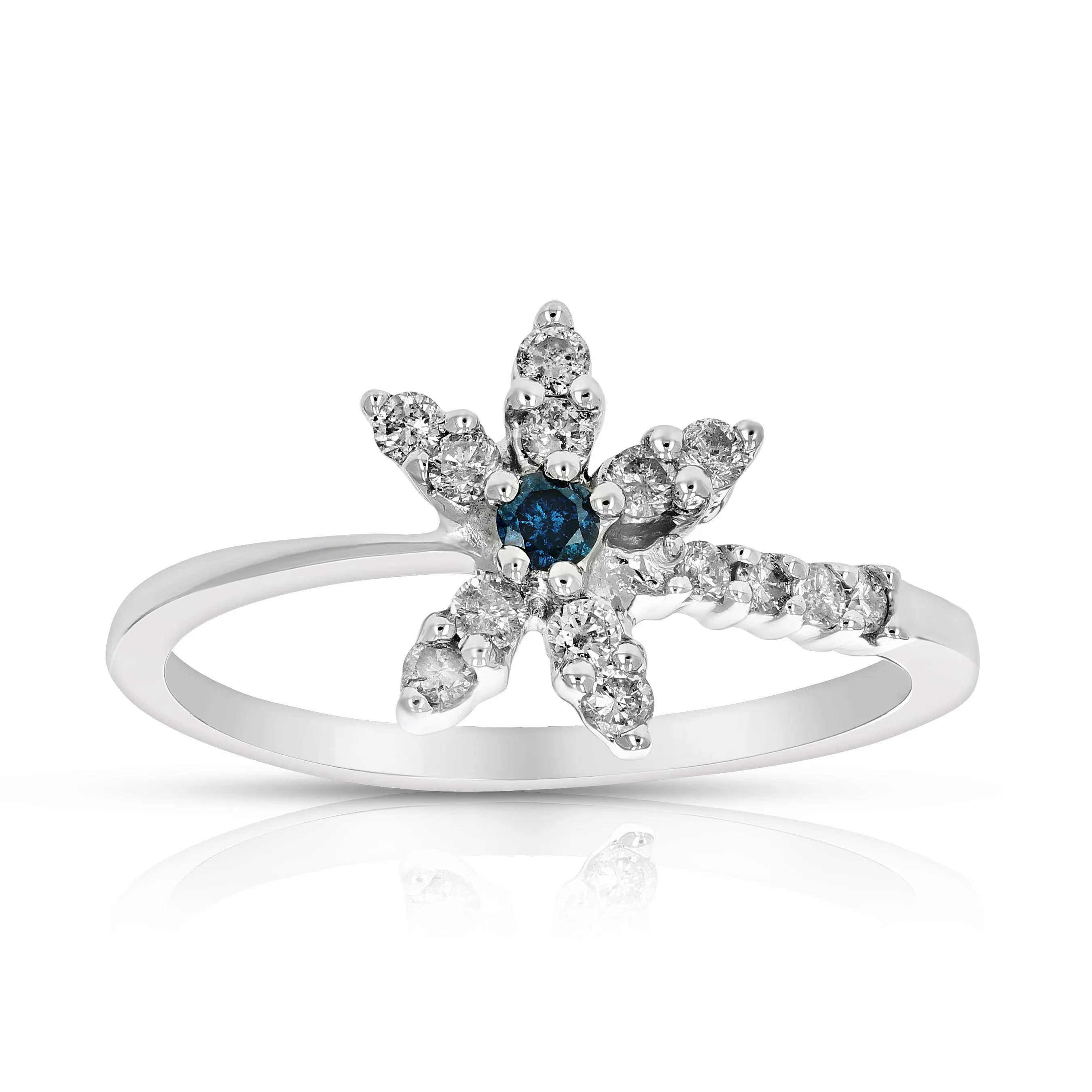 0.35 cttw Blue Diamond Ring Fashion Round 10K White Gold