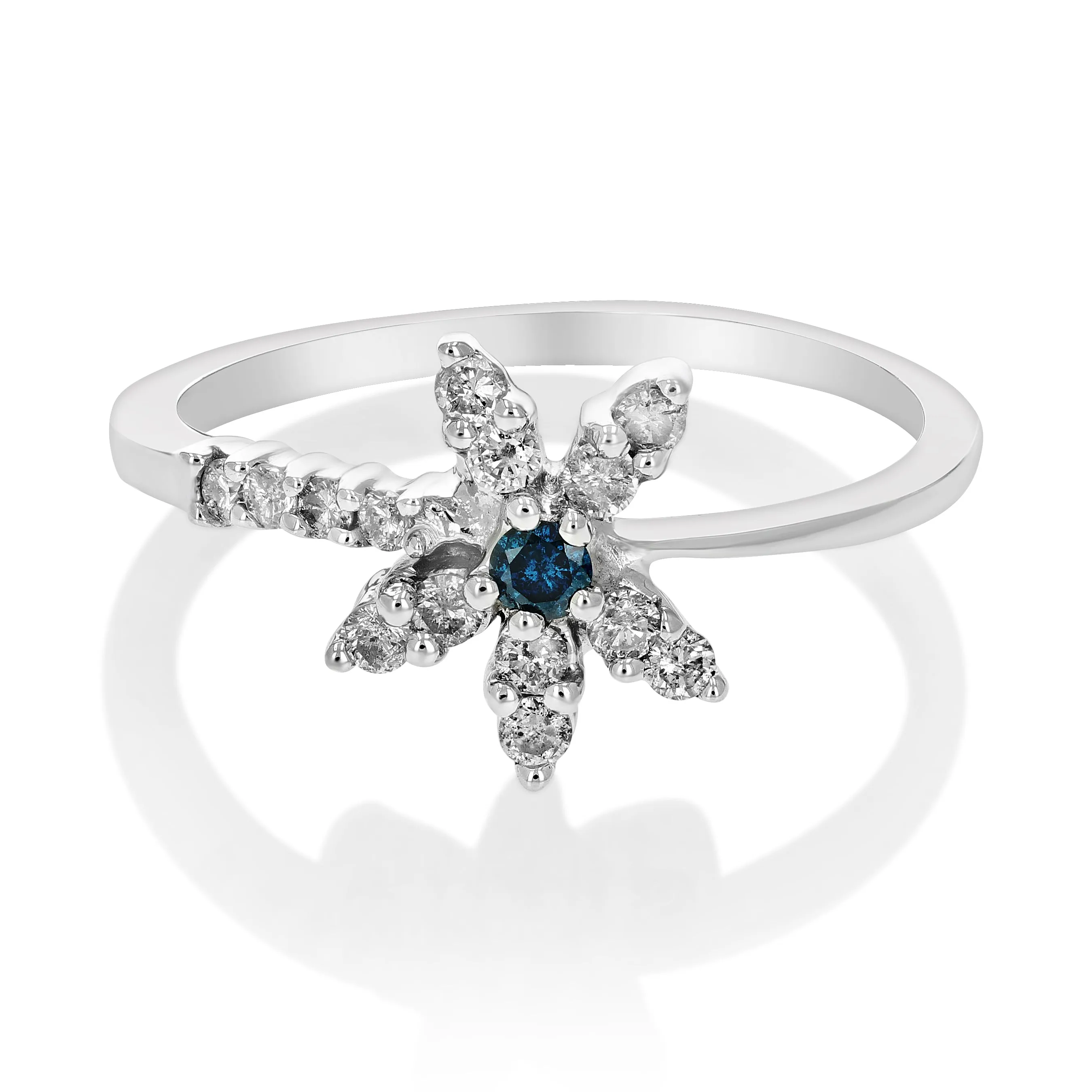 0.35 cttw Blue Diamond Ring Fashion Round 10K White Gold