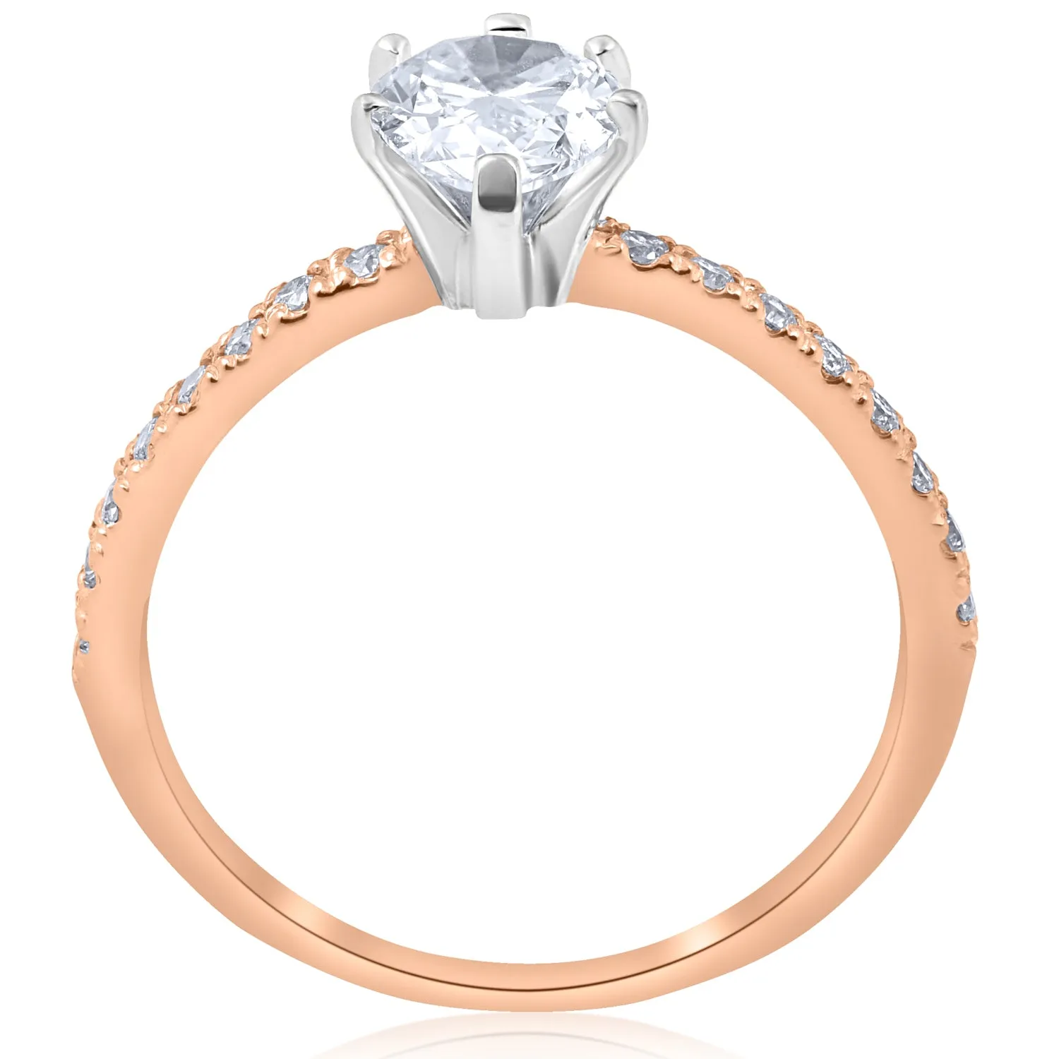 1 1/10 ct Pear Shape Diamond Engagement Ring 14k Rose Gold