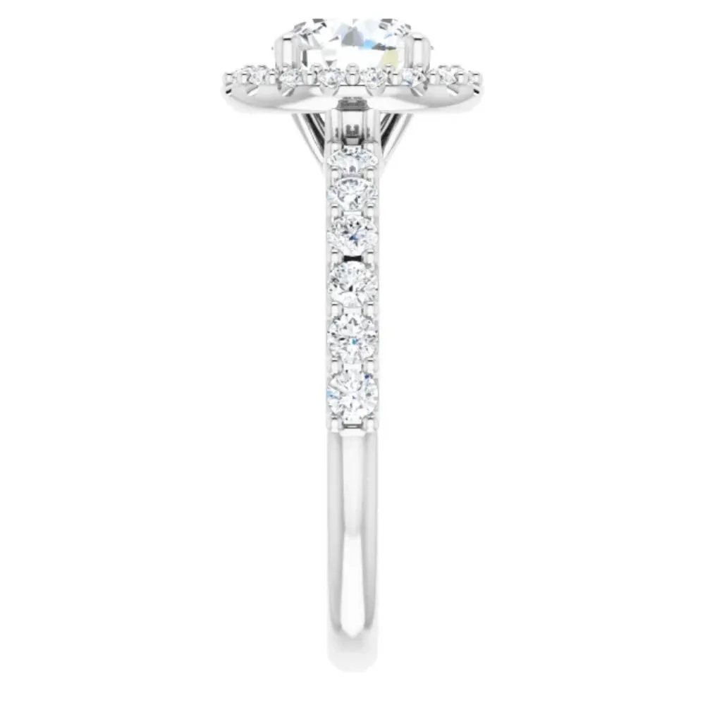 1 3/4Ct Halo Diamond Engagement Ring 14k White Gold