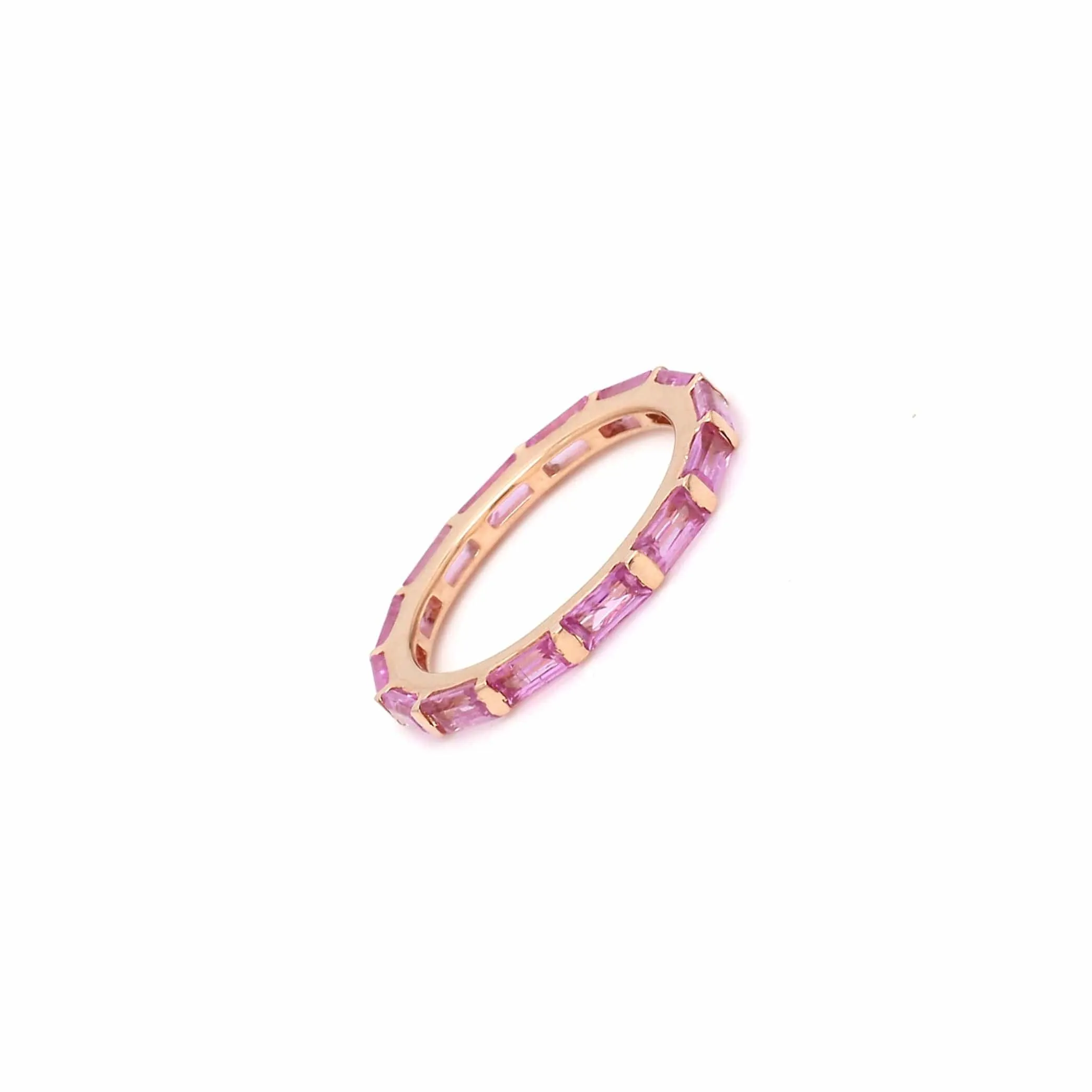 14K & 18K Gold East West Pink Sapphire Eternity Ring