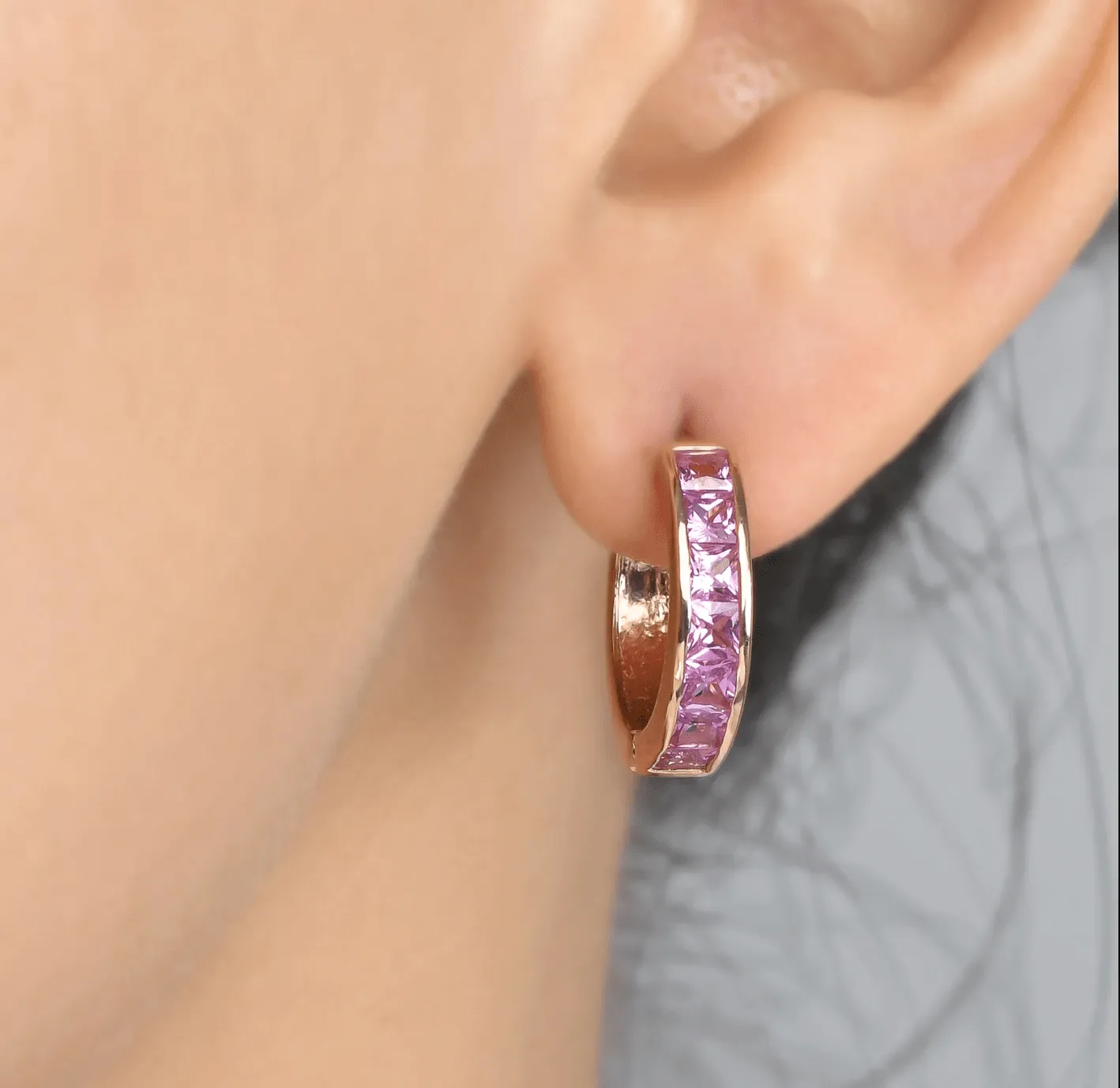 14K & 18K Gold Pink Sapphire Hoop Earrings