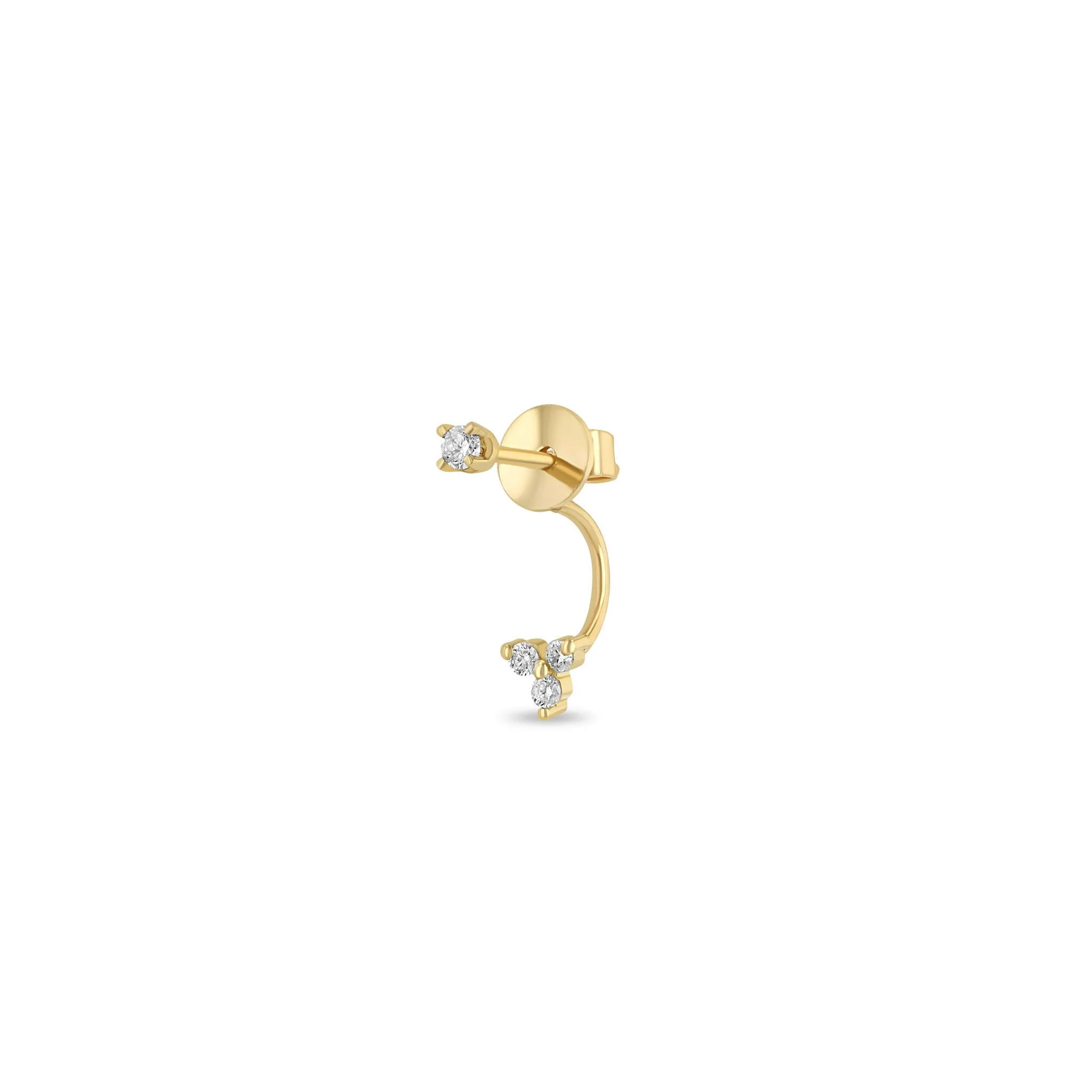 14k Diamond Stud with Diamond Trio Jacket Earring