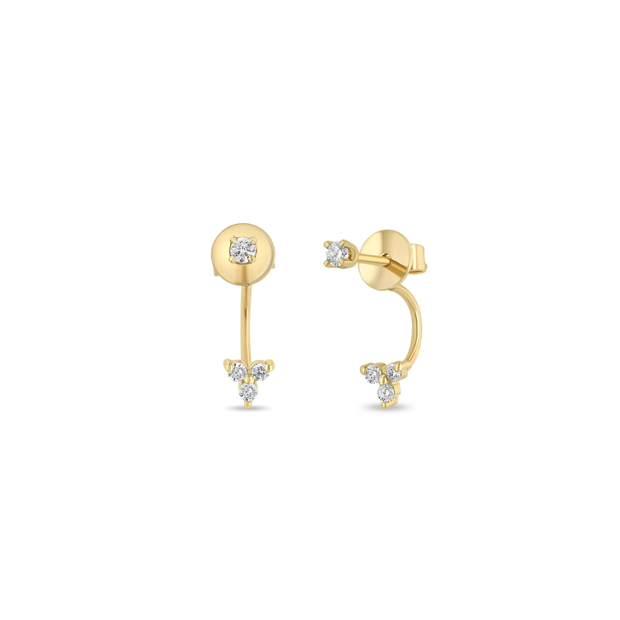 14k Diamond Stud with Diamond Trio Jacket Earring