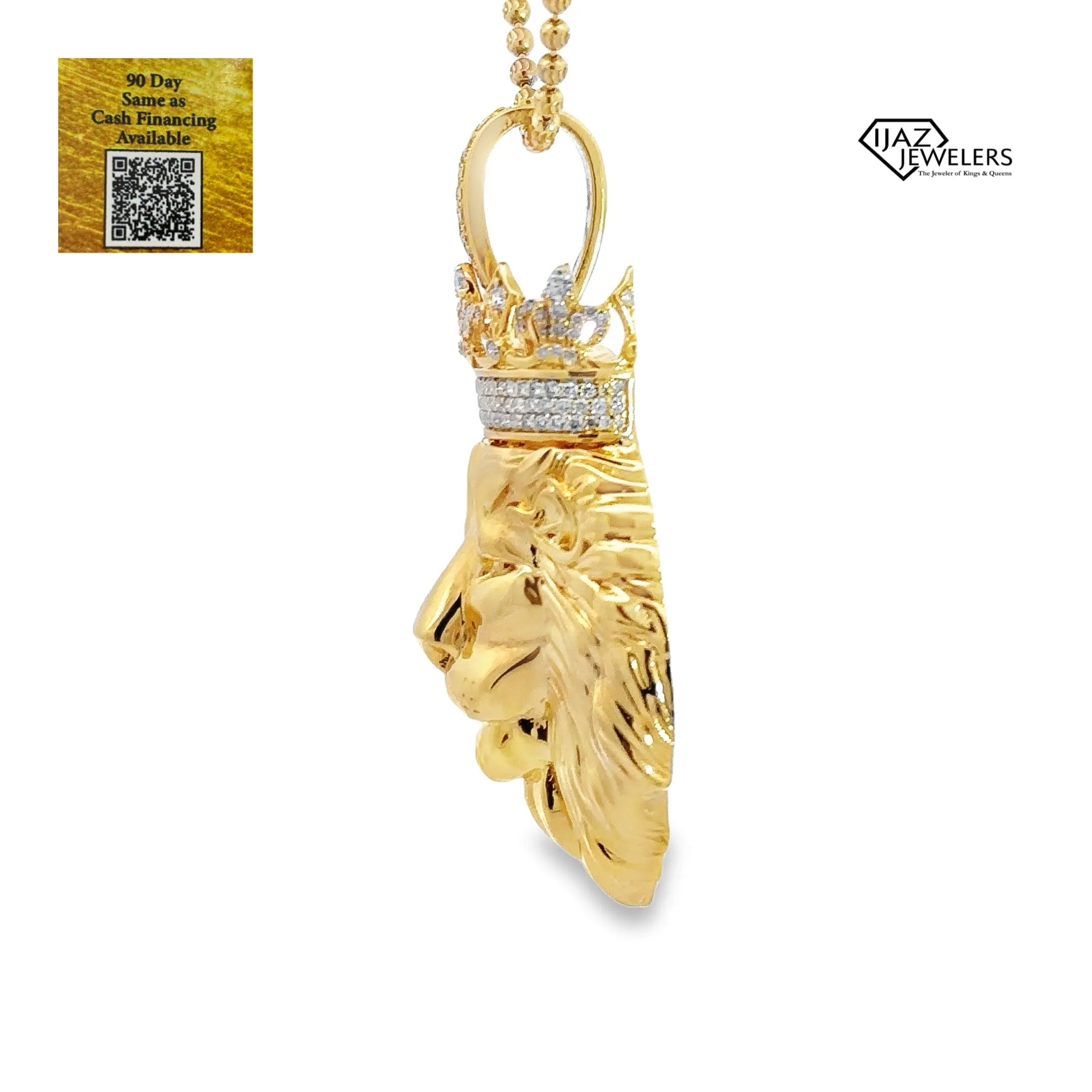 14K Gold 1.00 CTW Diamond Lion Head Charm