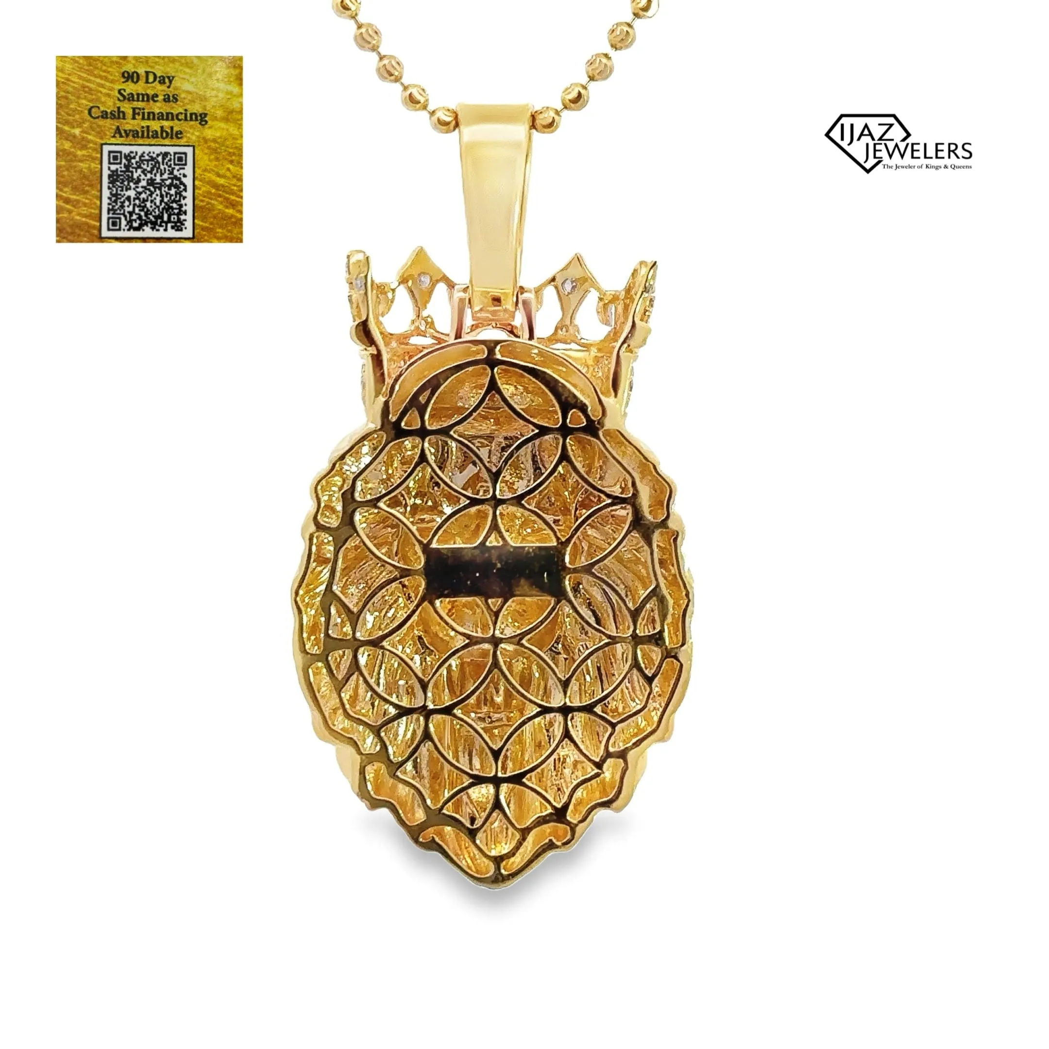 14K Gold 1.00 CTW Diamond Lion Head Charm