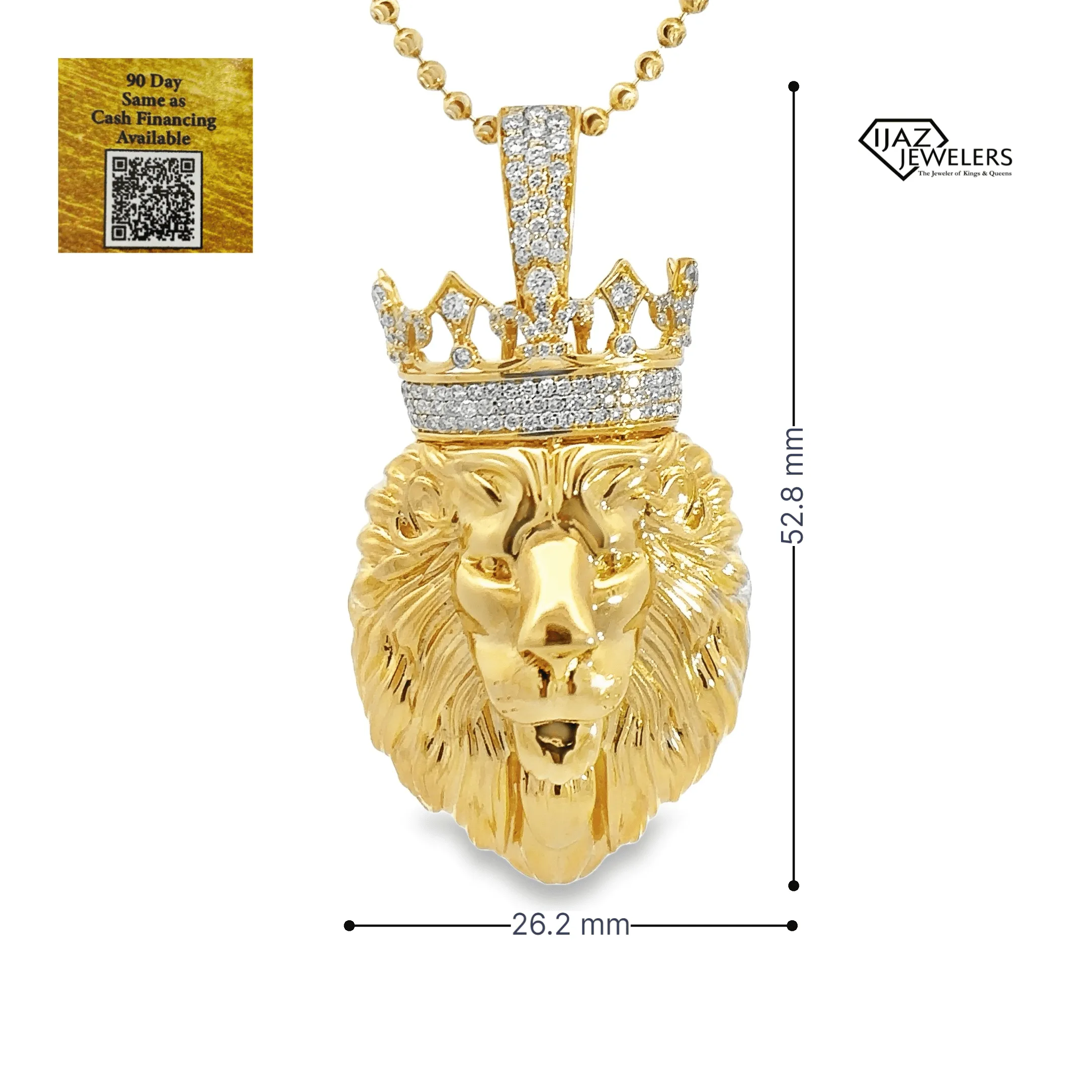 14K Gold 1.00 CTW Diamond Lion Head Charm