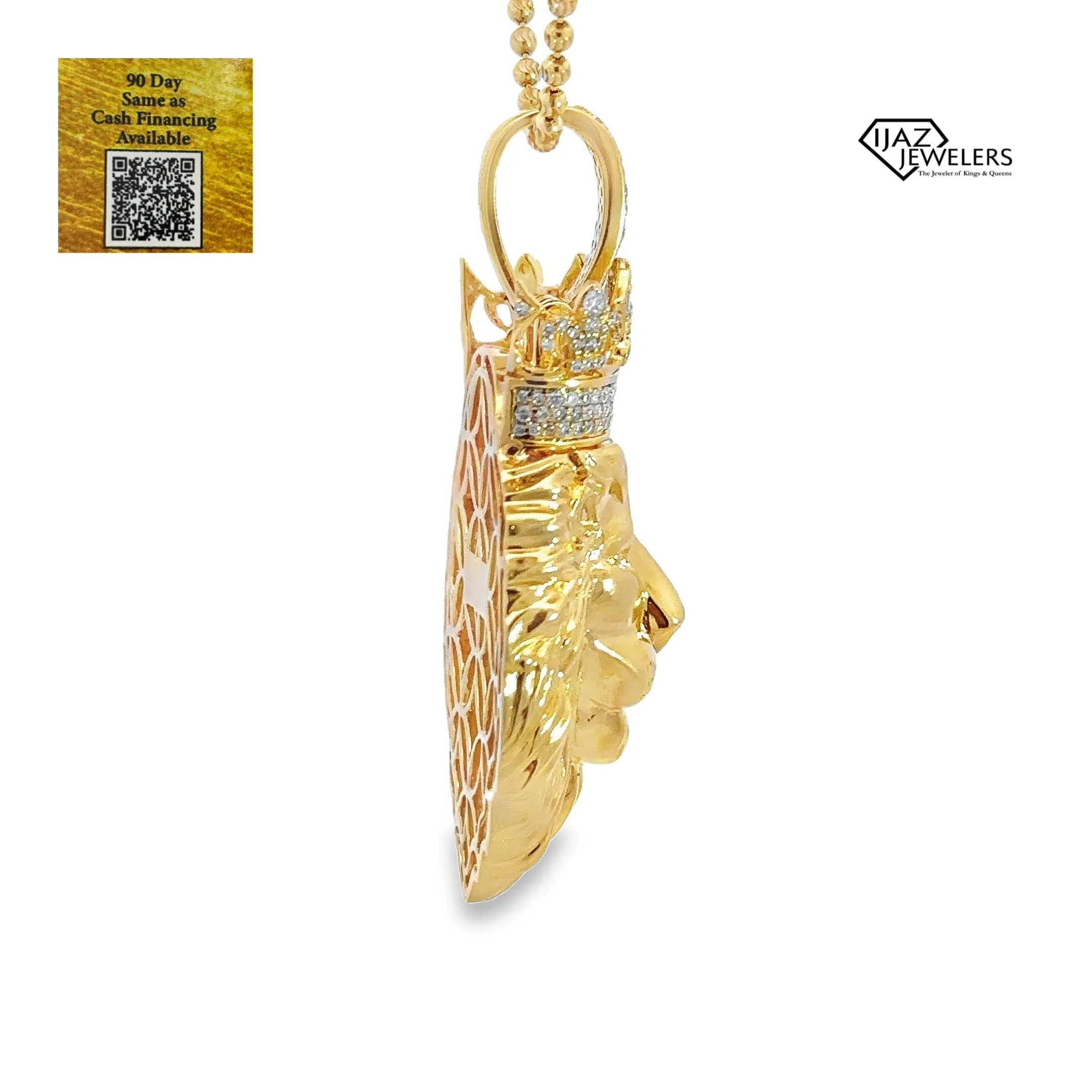 14K Gold 1.00 CTW Diamond Lion Head Charm