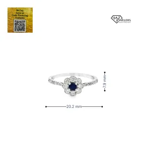 14K White Gold Diamond And Sapphire Ladies Ring