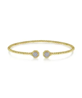 14K Yellow Gold Flex Bead Diamond Bangle