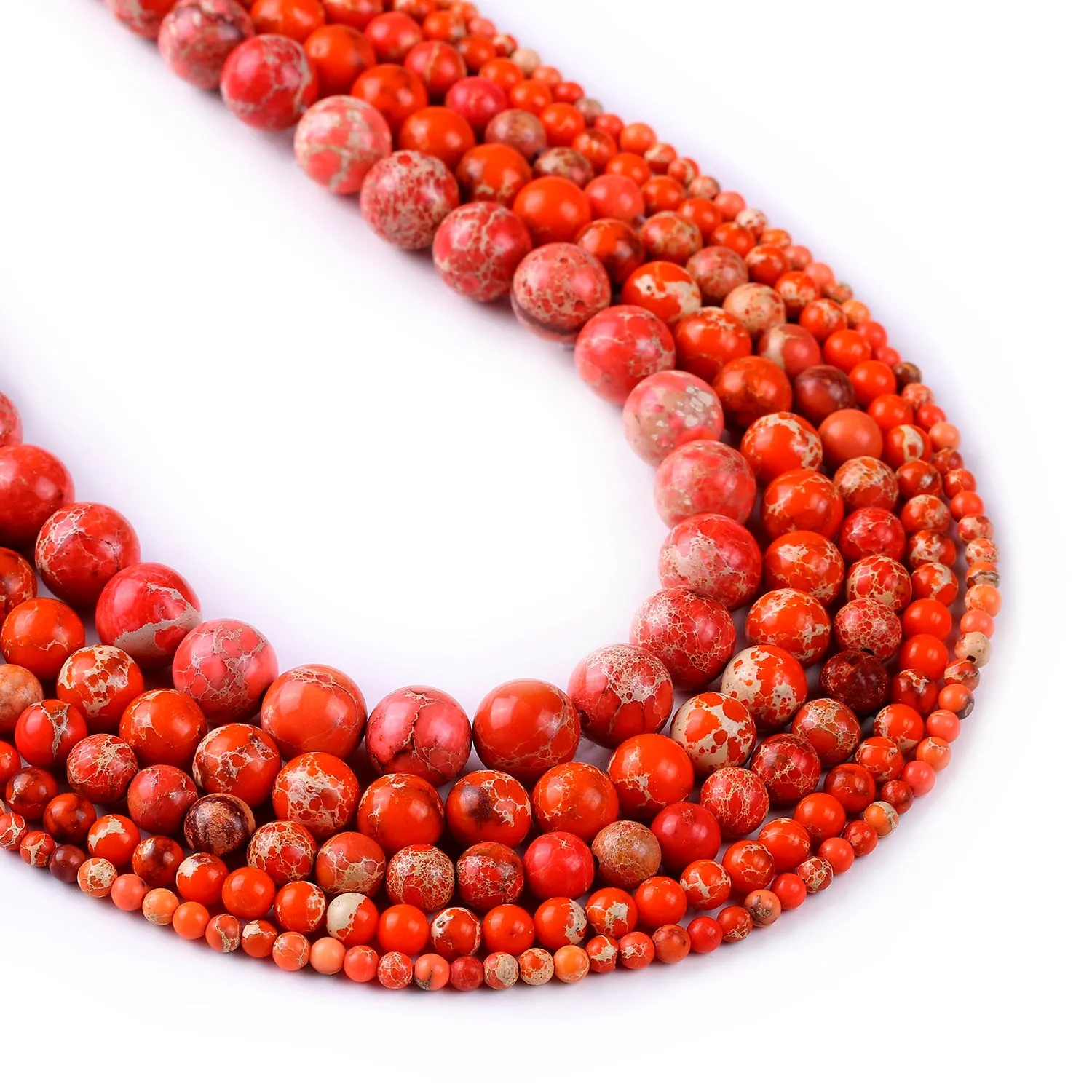 15'' Orange Sea Sediment Jasper Beads 4 6 8 10 12mm Impression Jasper Round Smooth Beads 103002