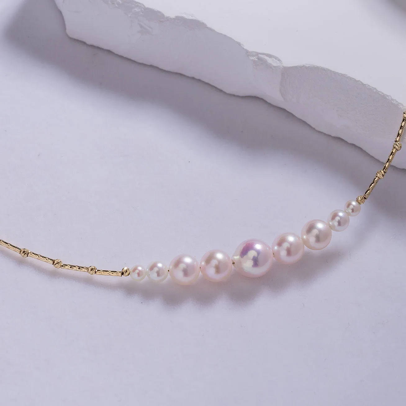 18K Solid Gold Akoya Pearl Bracelet KB00017