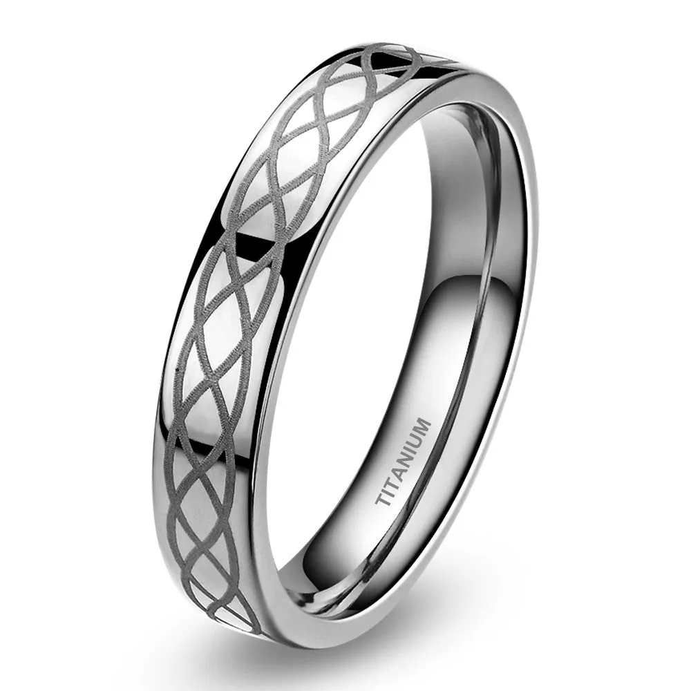 4mm Celtic Knot Polished Silver-Plated Titanium Fashion Wedding Band