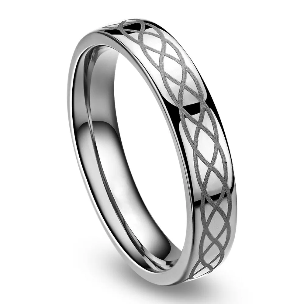 4mm Celtic Knot Polished Silver-Plated Titanium Fashion Wedding Band