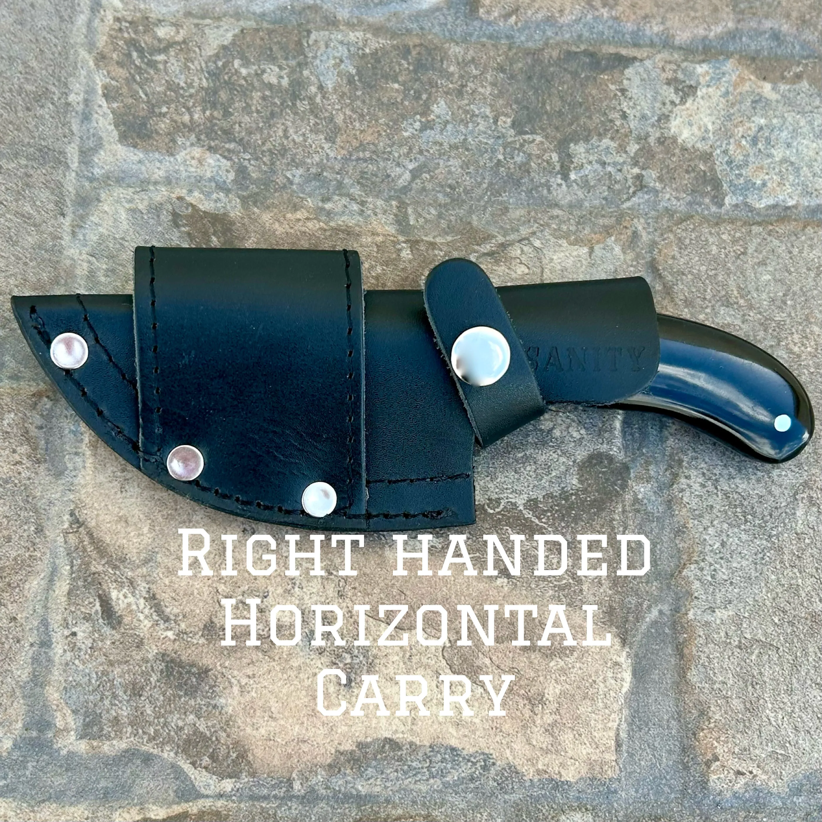 7” Frank James - Buffalo Horn - Damascus - Horizontal & Vertical Carry - FJ005