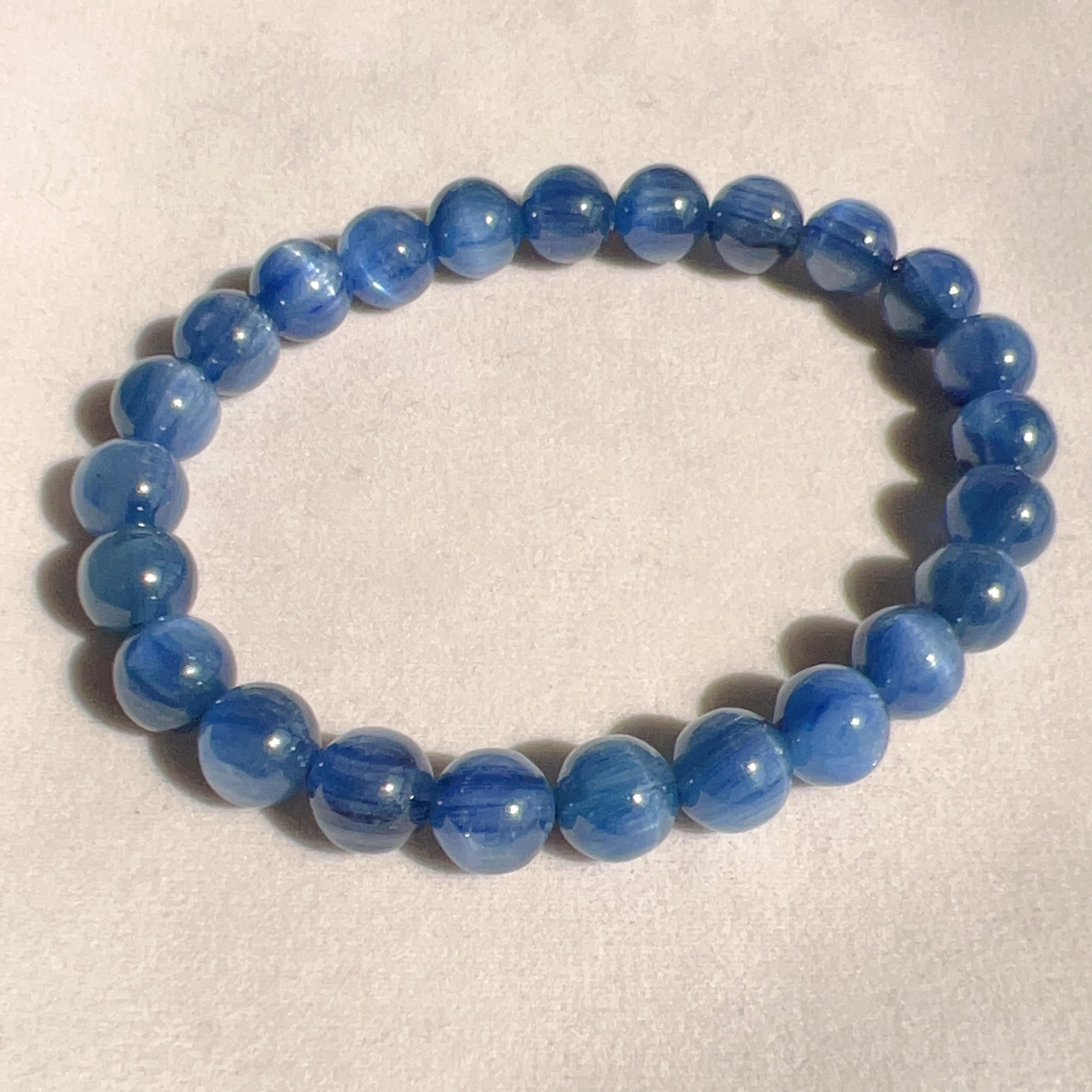 7.8mm Blue Kyanite Bracelet High-quality with Cat Eye Natural Healing Crystal Throat Chakra Third Chakra