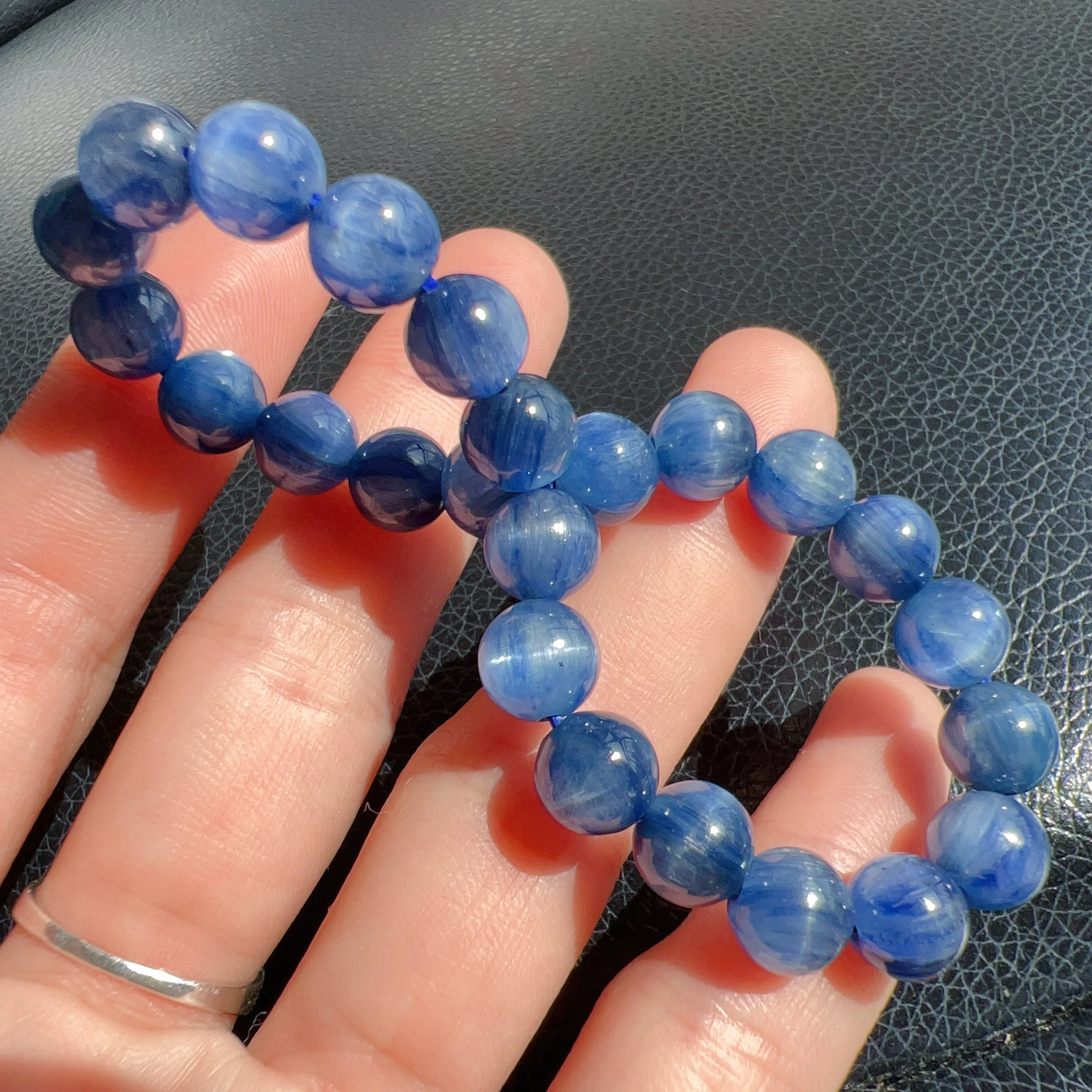 7.8mm Blue Kyanite Bracelet High-quality with Cat Eye Natural Healing Crystal Throat Chakra Third Chakra