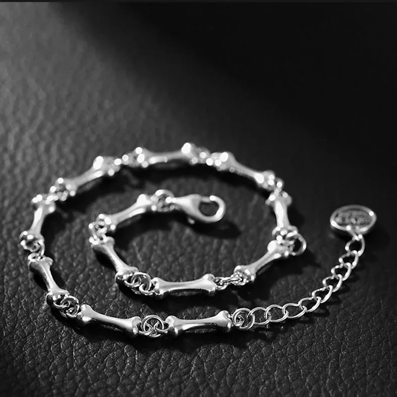 925 Sterling Silver Bone Chain Handmade Unisex Bracelet