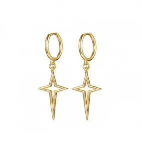 925 Sterling Silver Gold & Silver Plated Cross / Star Hoop Earrings