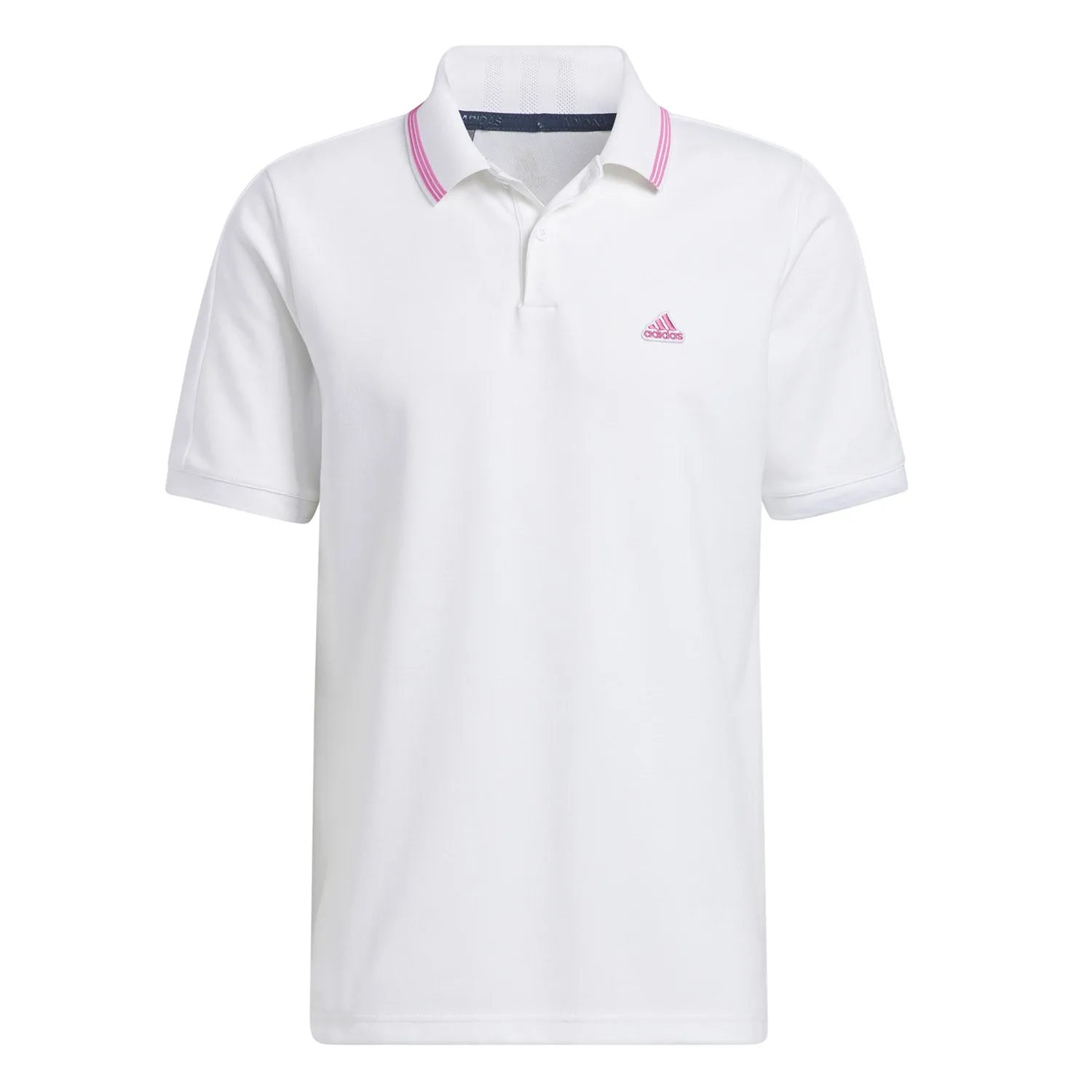 adidas Golf Go-To Pique Polo - White/Screaming Pink