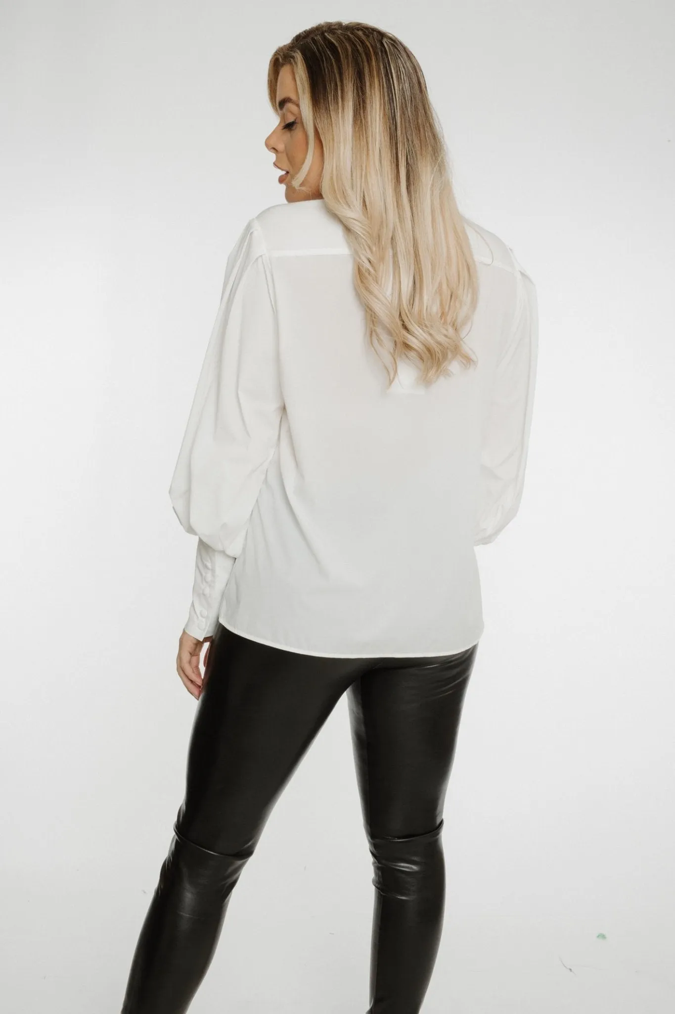 Alana Puff Sleeve Shirt In White