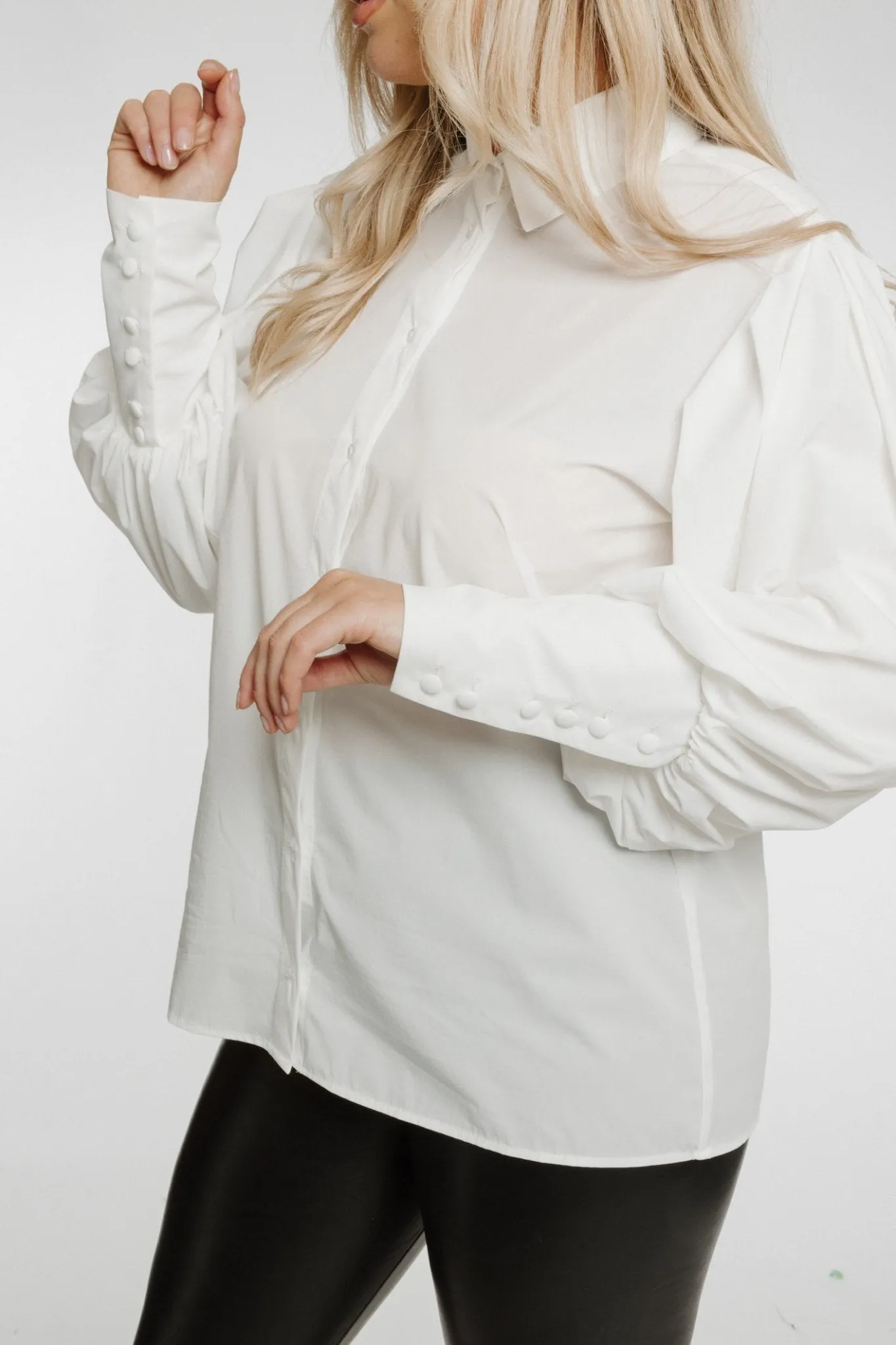 Alana Puff Sleeve Shirt In White