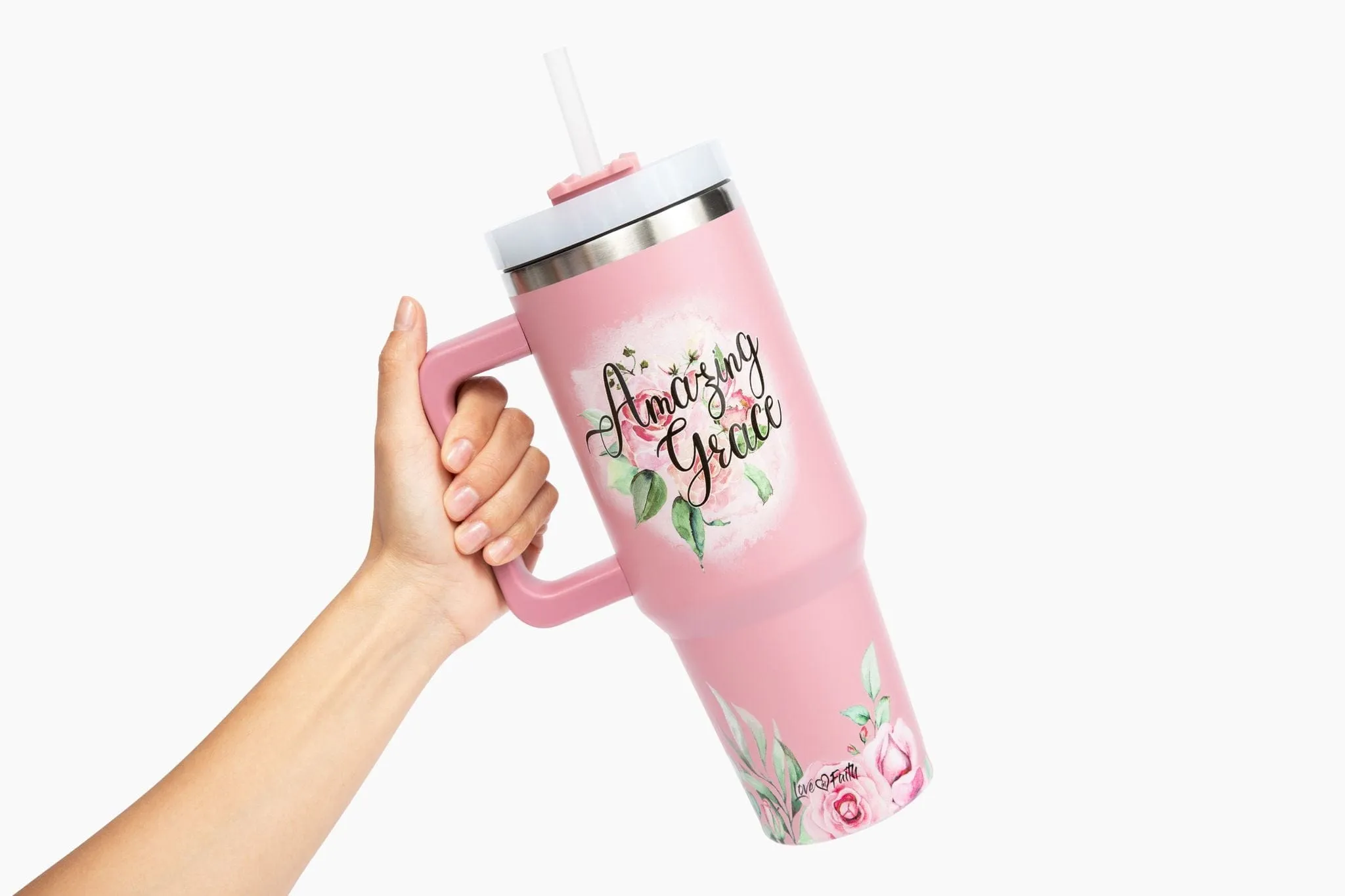 Amazing Grace Floral 40oz Tumbler w/ Handle