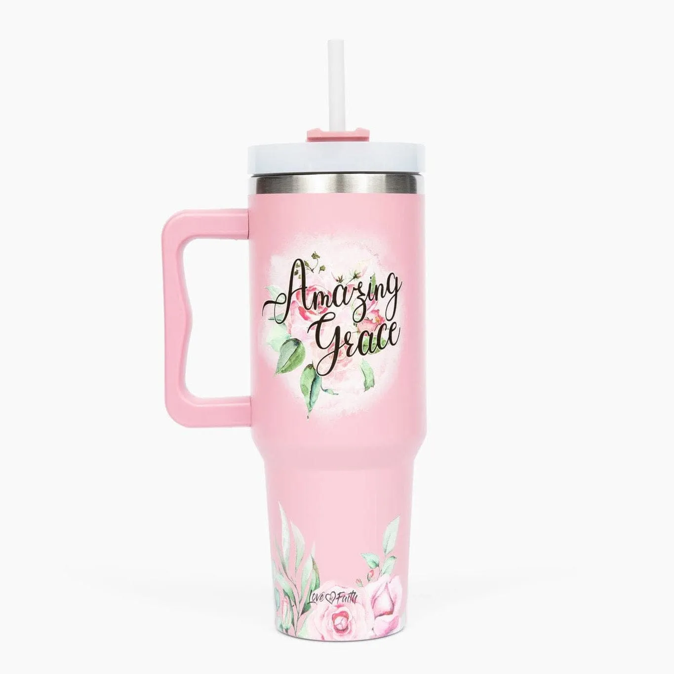 Amazing Grace Floral 40oz Tumbler w/ Handle