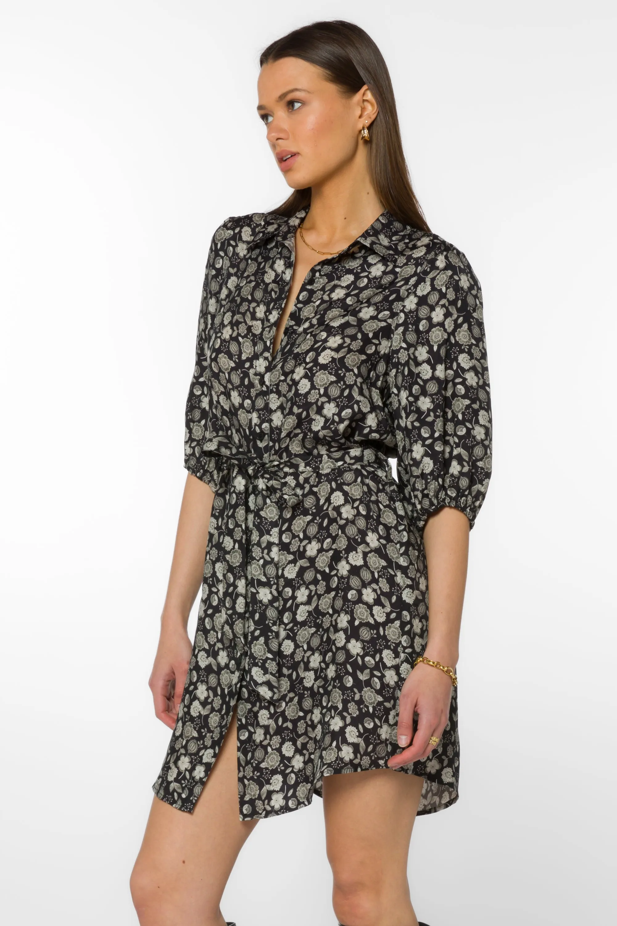 Amelia Black Floral Dress