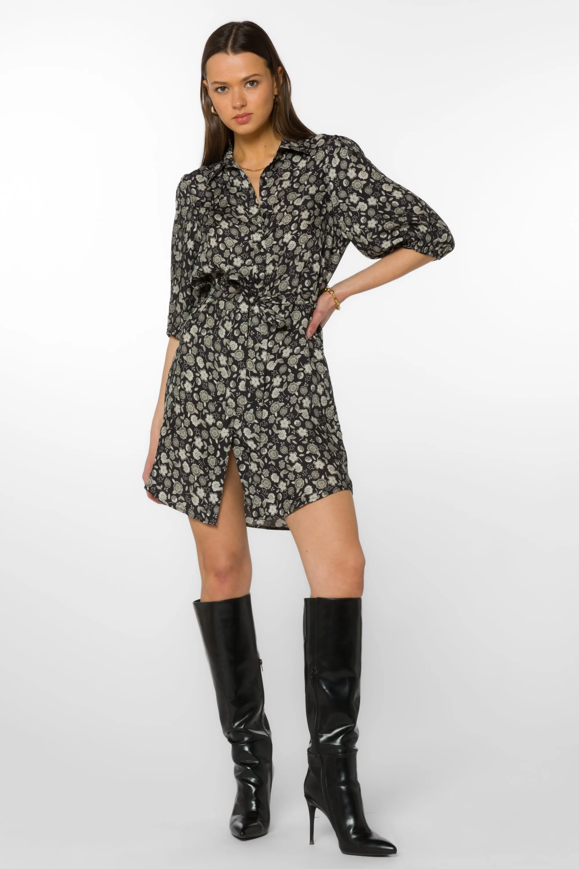 Amelia Black Floral Dress