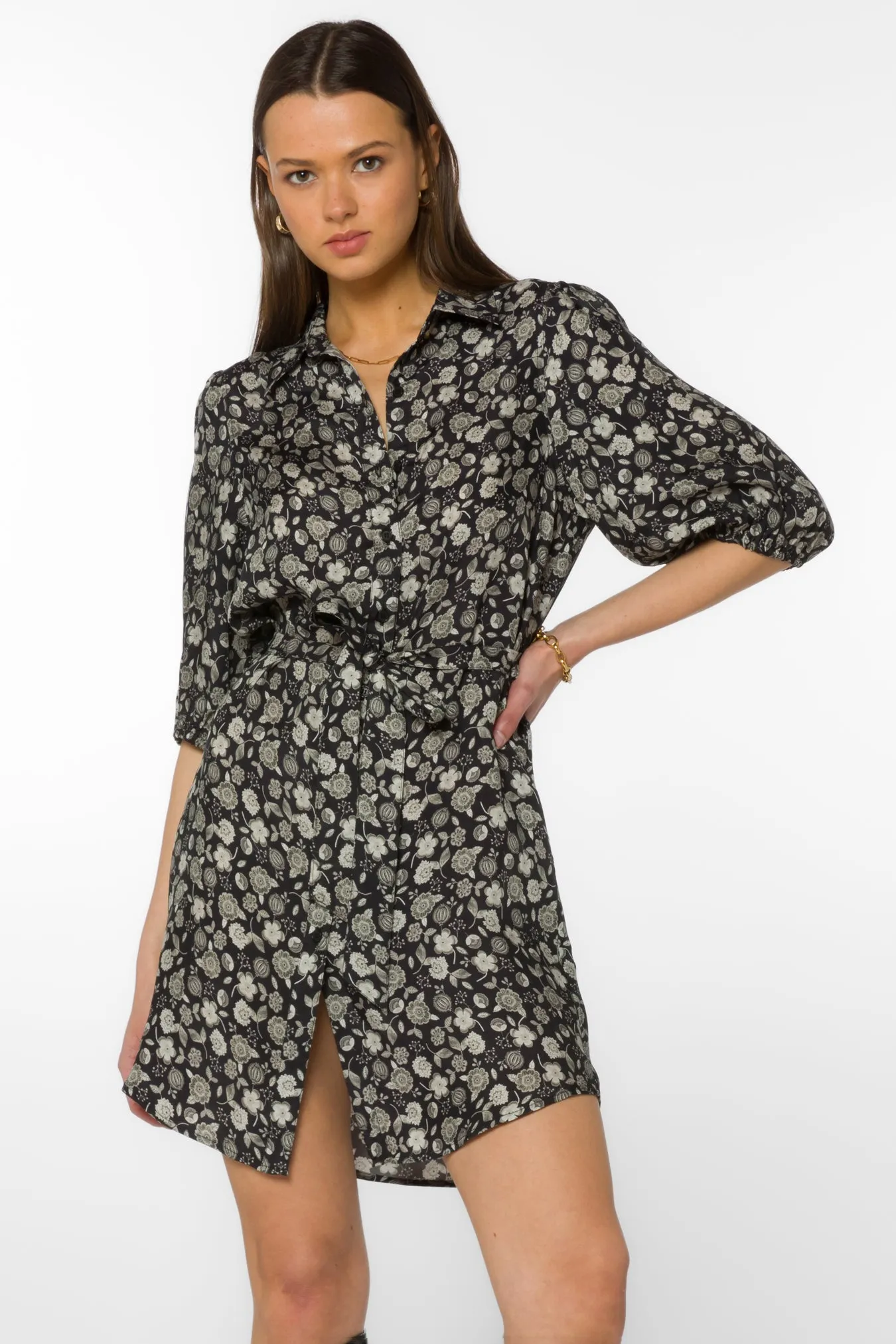 Amelia Black Floral Dress