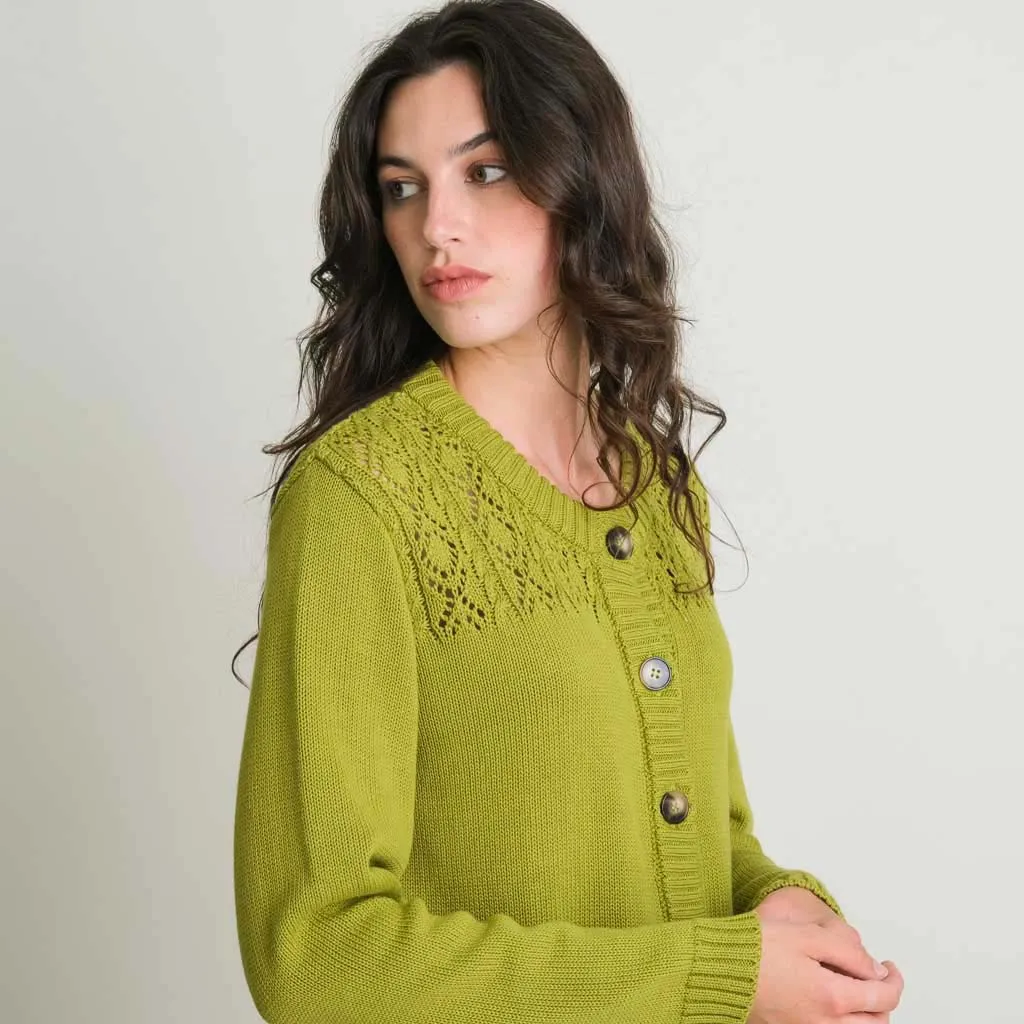 Amie Organic Cotton Cardigan | Pistachio