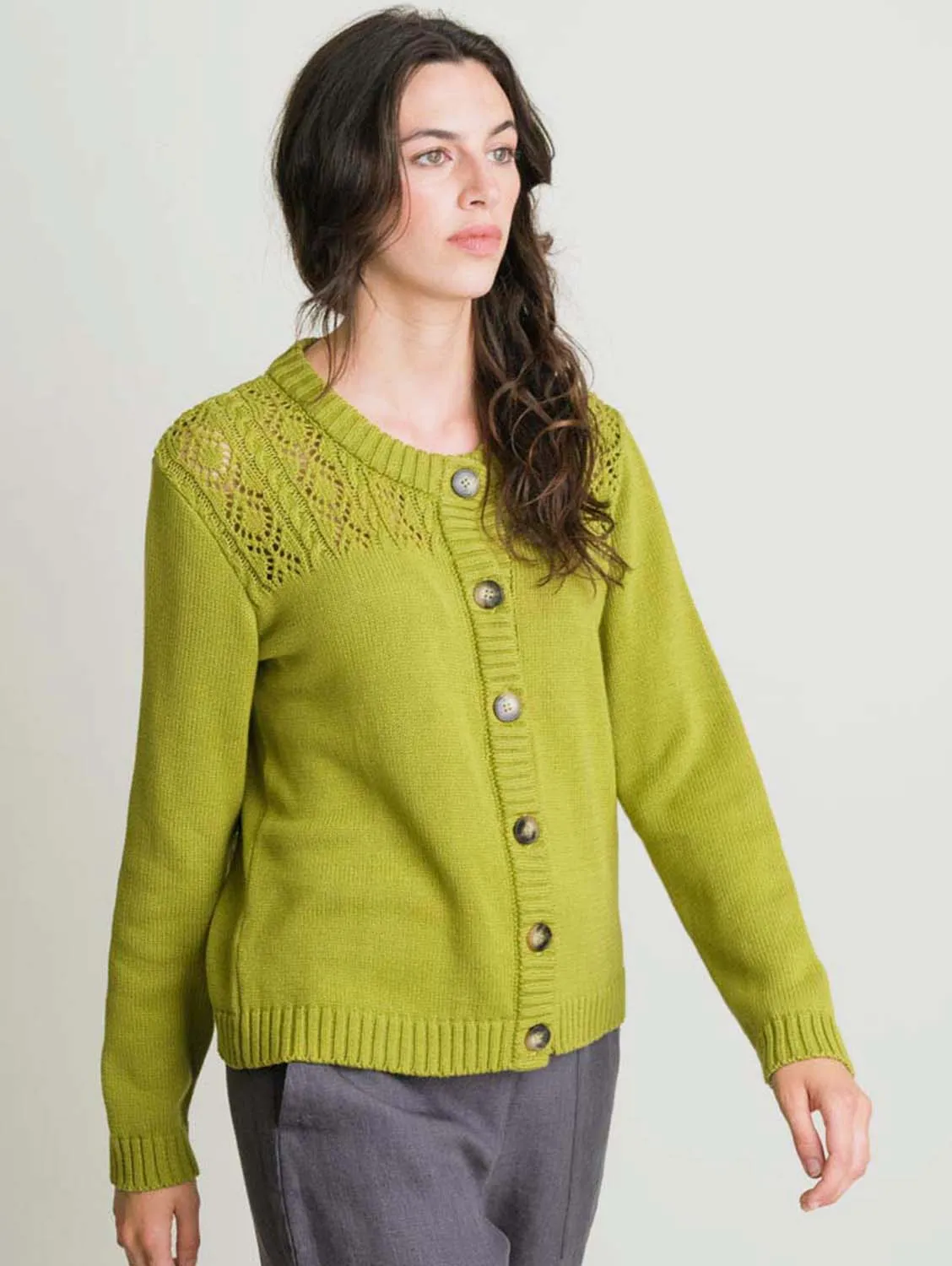 Amie Organic Cotton Cardigan | Pistachio