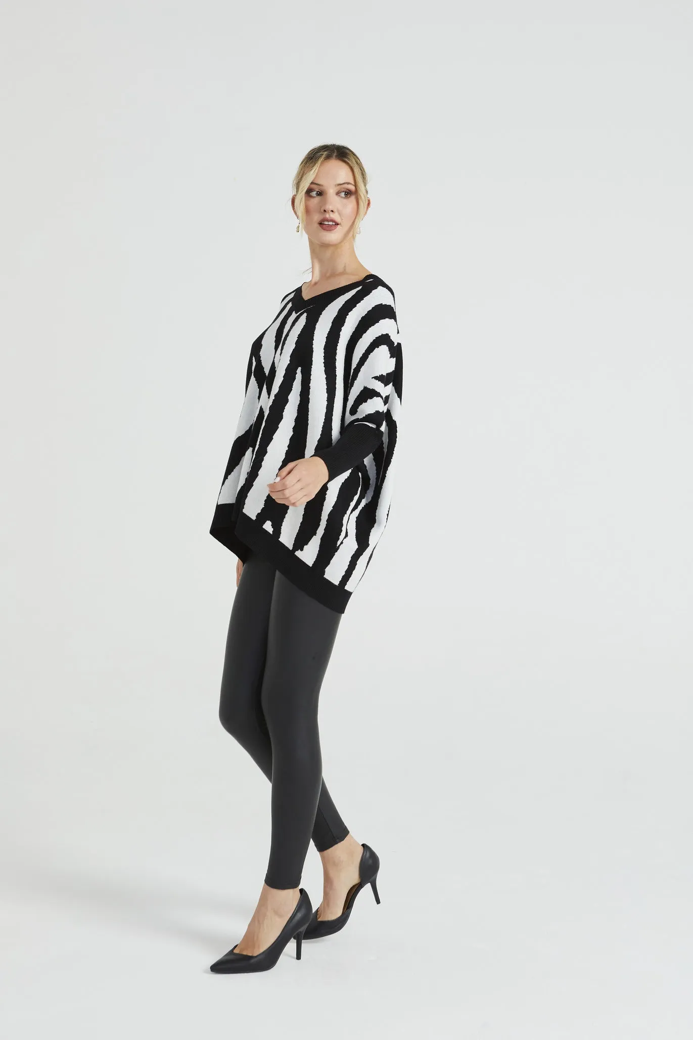 Angeleye Oversized Zebra Print Knitted Jumper