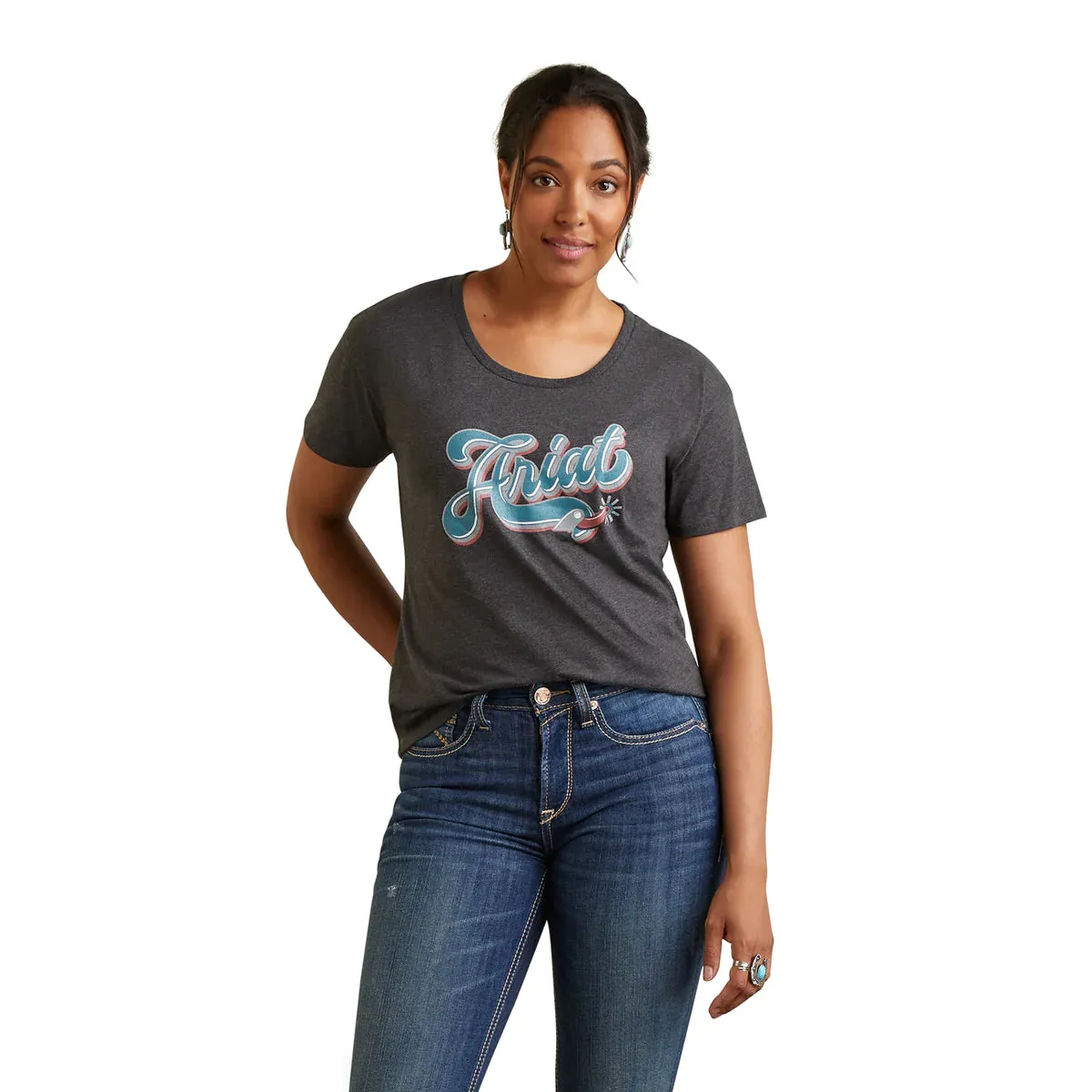 Ariat Womens Spur Script Tee - Charcoal