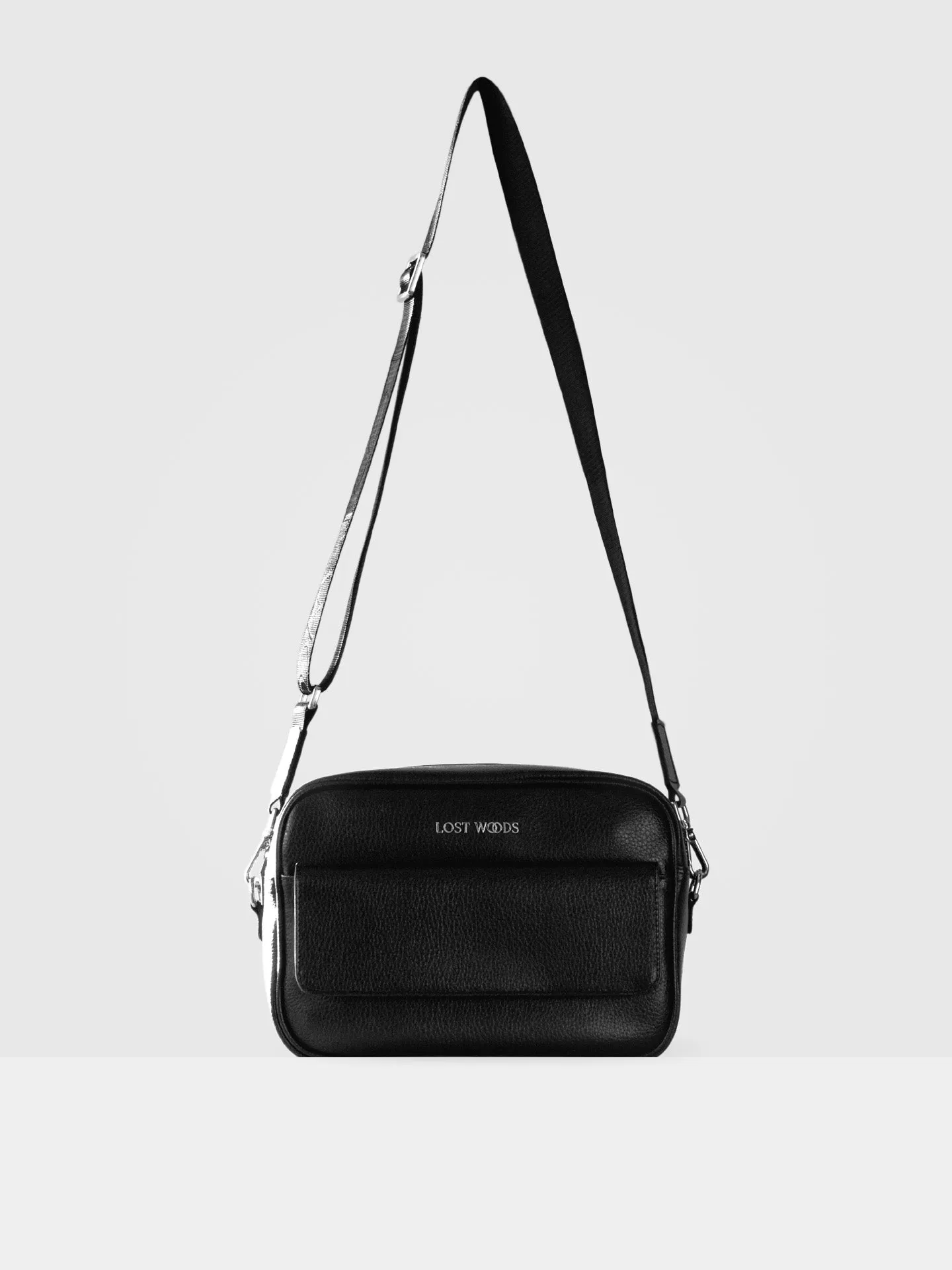 Aspen MIRUM Leather Vegan Crossbody Bag | Black & Silver