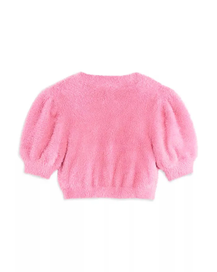 Baby Pink Mara Puff Short Sleeve Cardigan