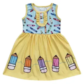 Back to School Sleeveless Ruffle Accent Girls Dress