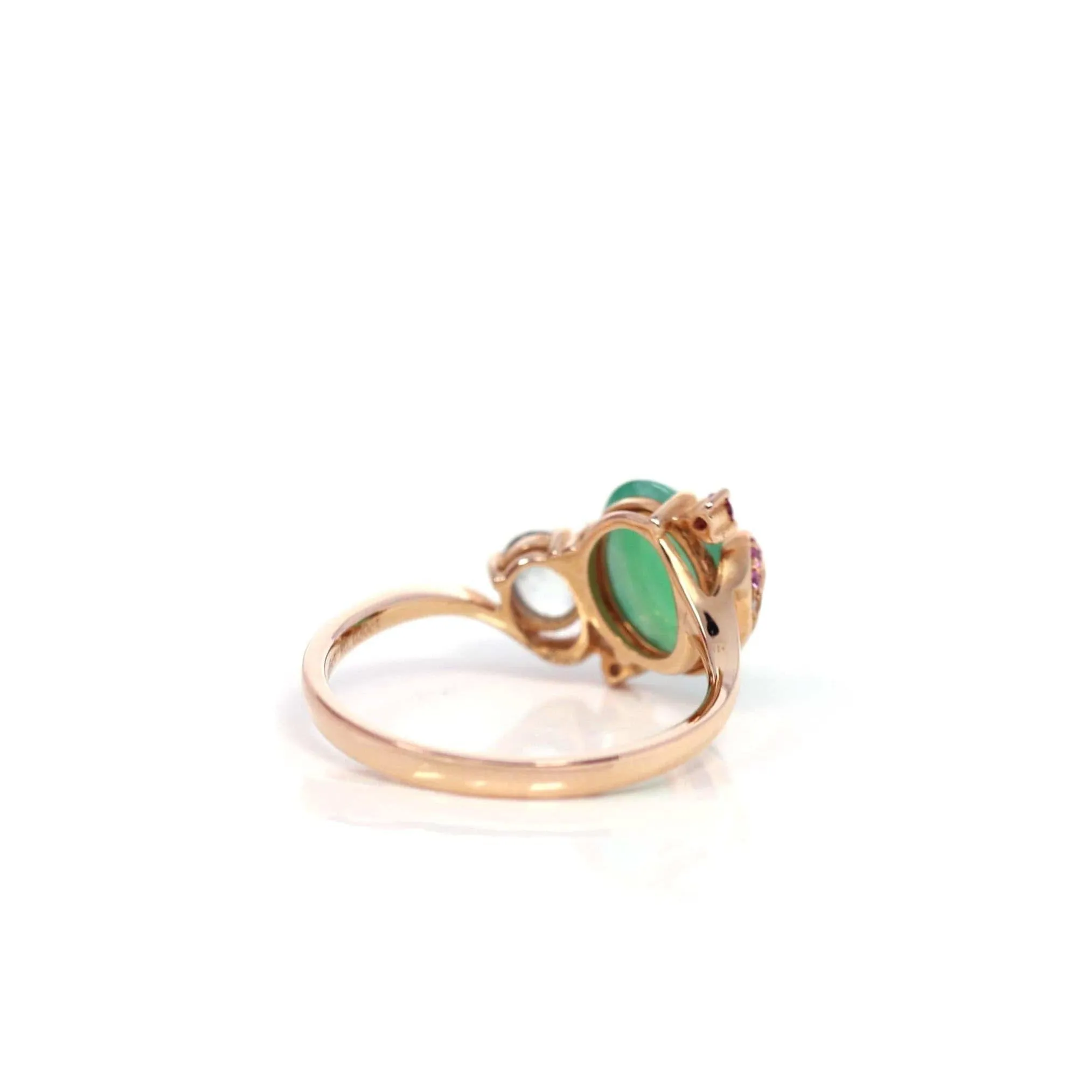 Baikalla? 18k Rose Gold Natural Imperial Jadeite Morning Glory Engagement Ring