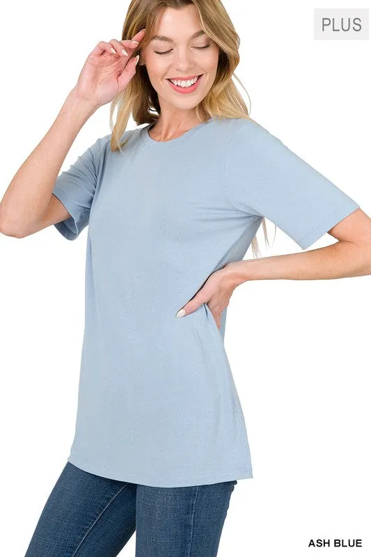 Basic Round Neck Tee - Ash Blue