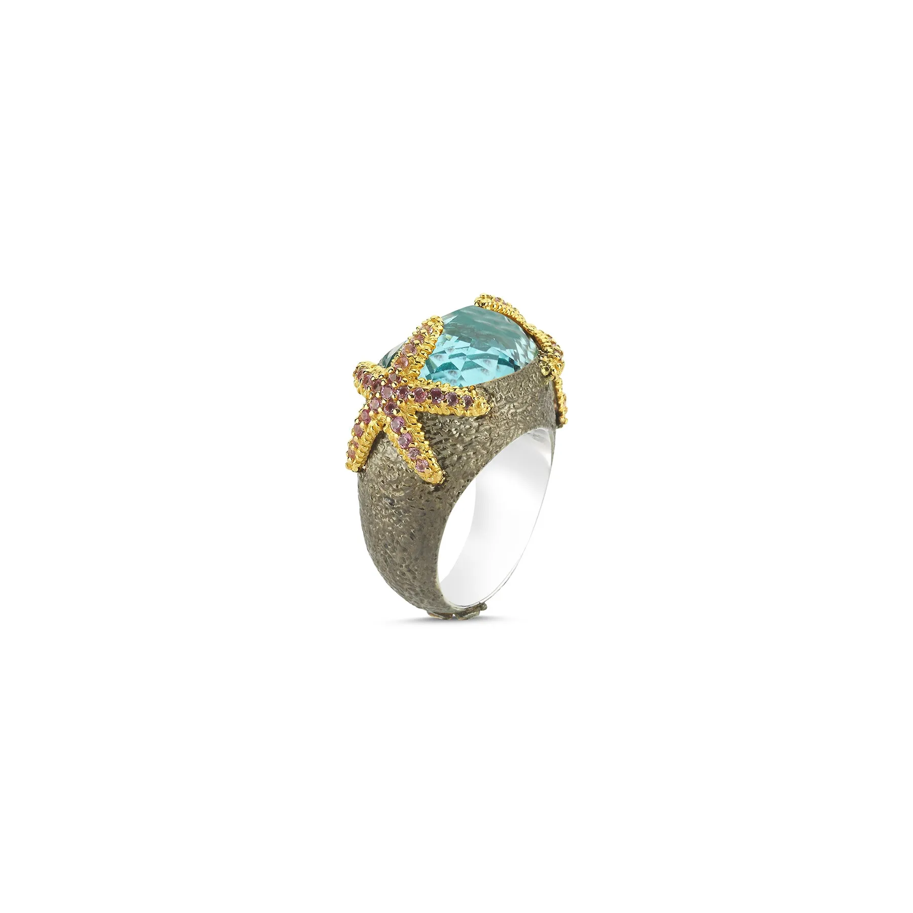 BEAUTY AND THE BEAST BLUE TOPAZ STARFISH STATEMENT RING