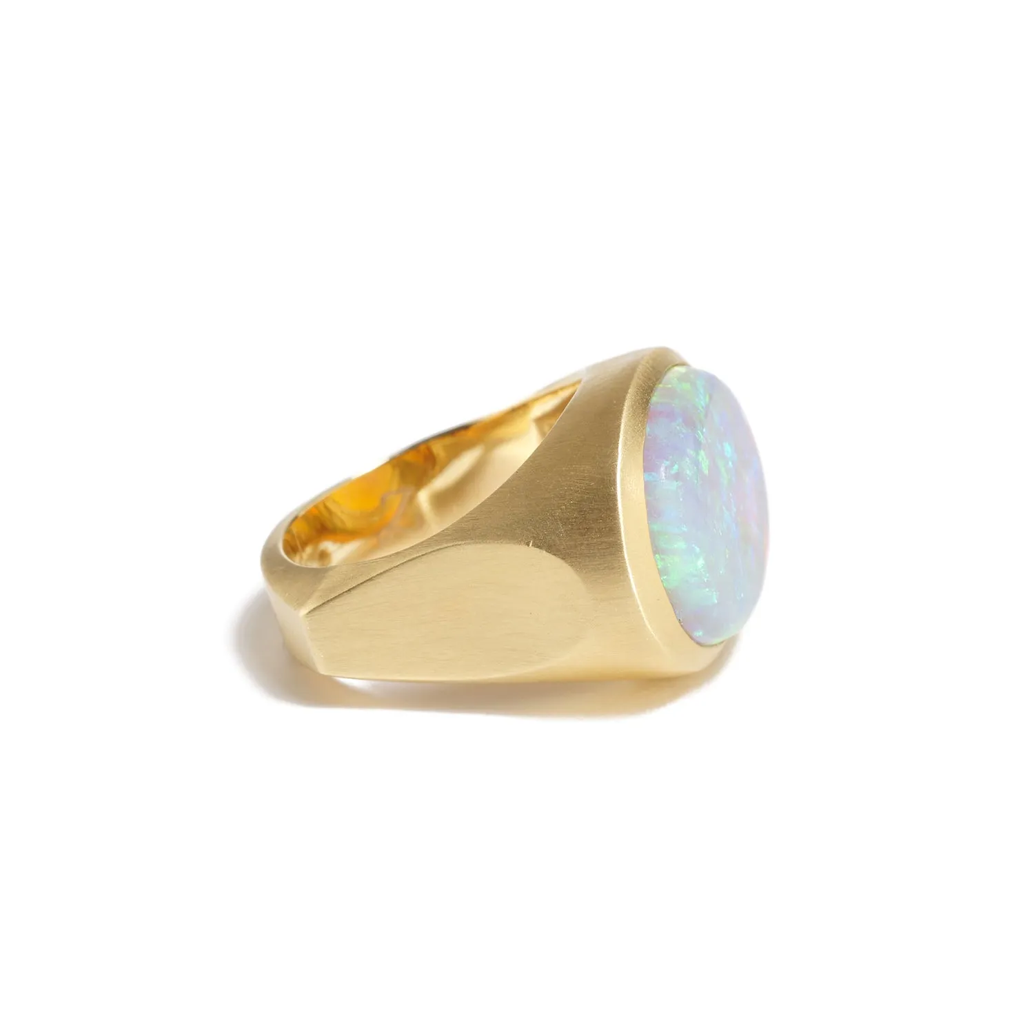 Black Crystal Opal & Gold Ring