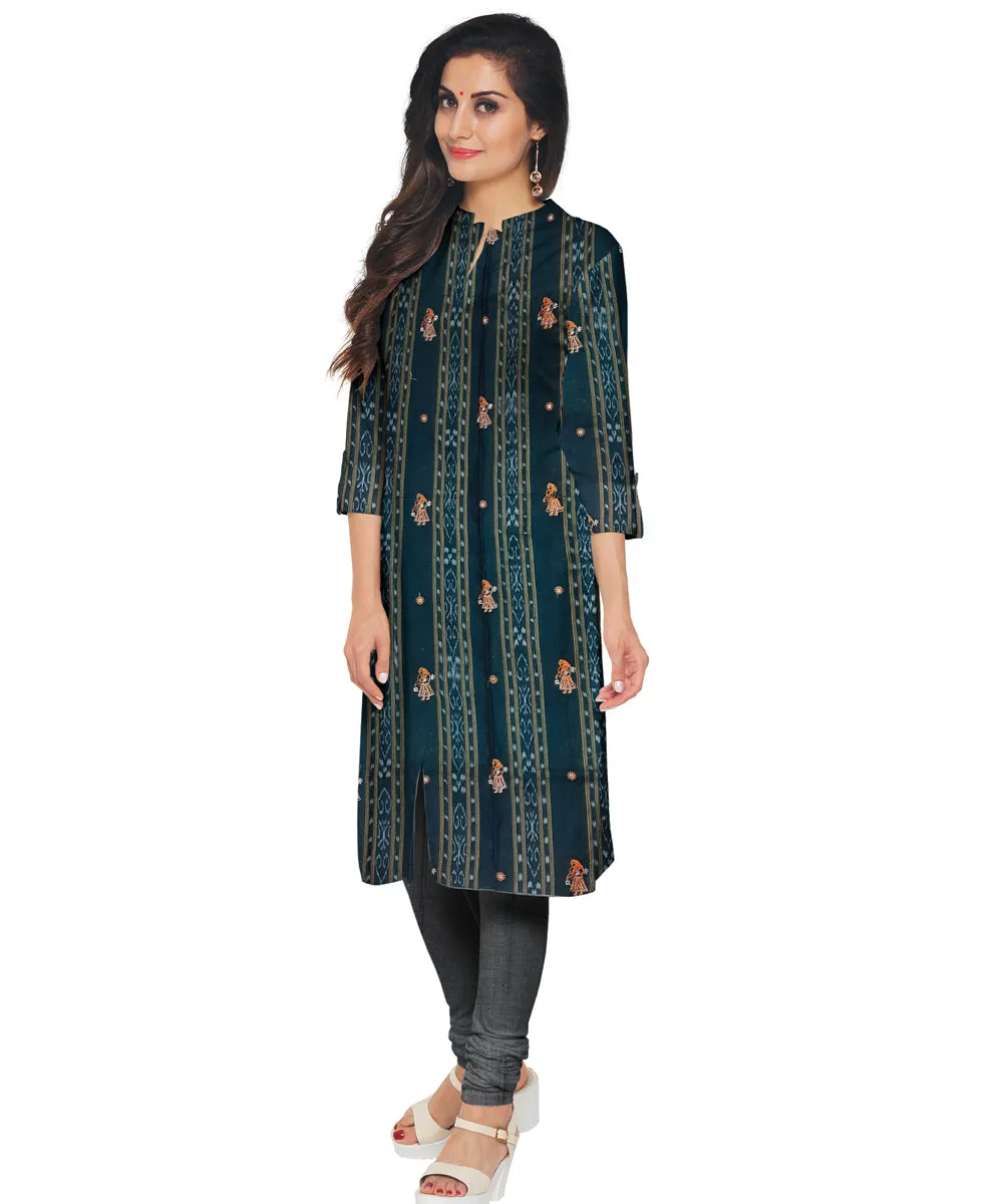 Black grey handwoven cotton nuapatna dress material