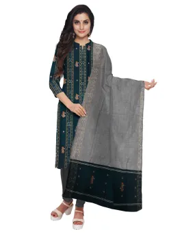 Black grey handwoven cotton nuapatna dress material