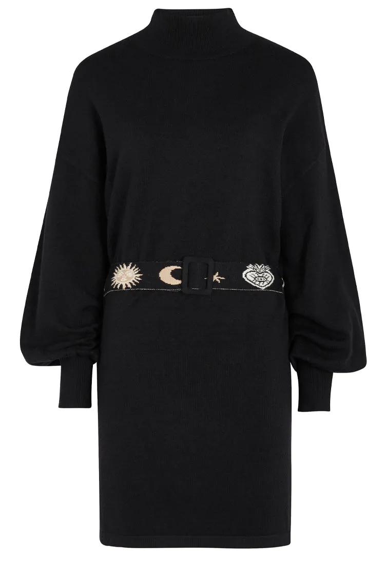 Black Lyon Belted Knit Dress