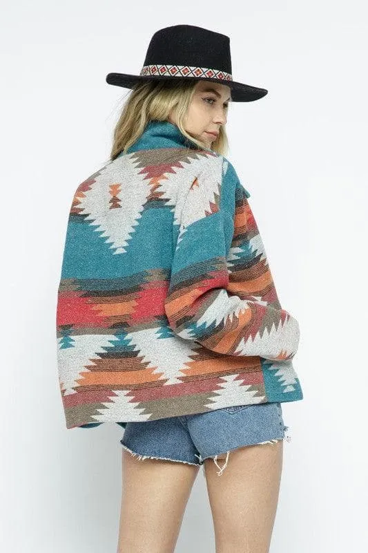 BLUE B Soft Comfy Lightweight Aztec Pattern Jacket