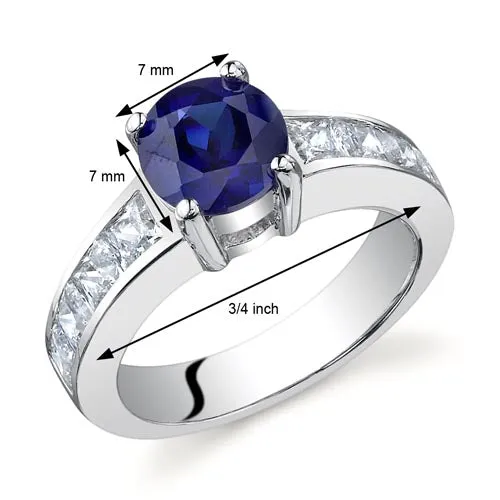 Blue Sapphire Round Cut Sterling Silver Ring Size 5