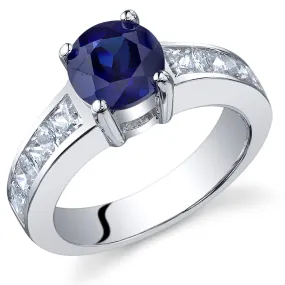 Blue Sapphire Round Cut Sterling Silver Ring Size 5