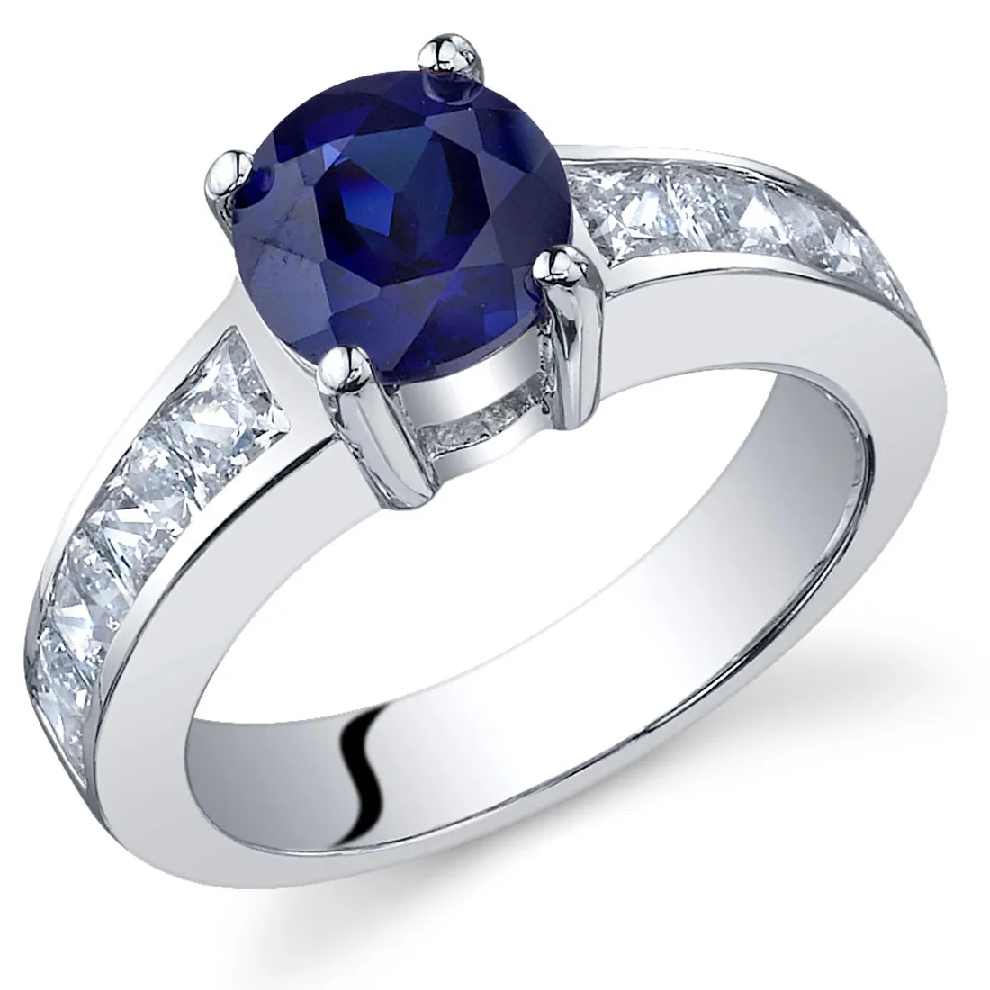 Blue Sapphire Round Cut Sterling Silver Ring Size 5